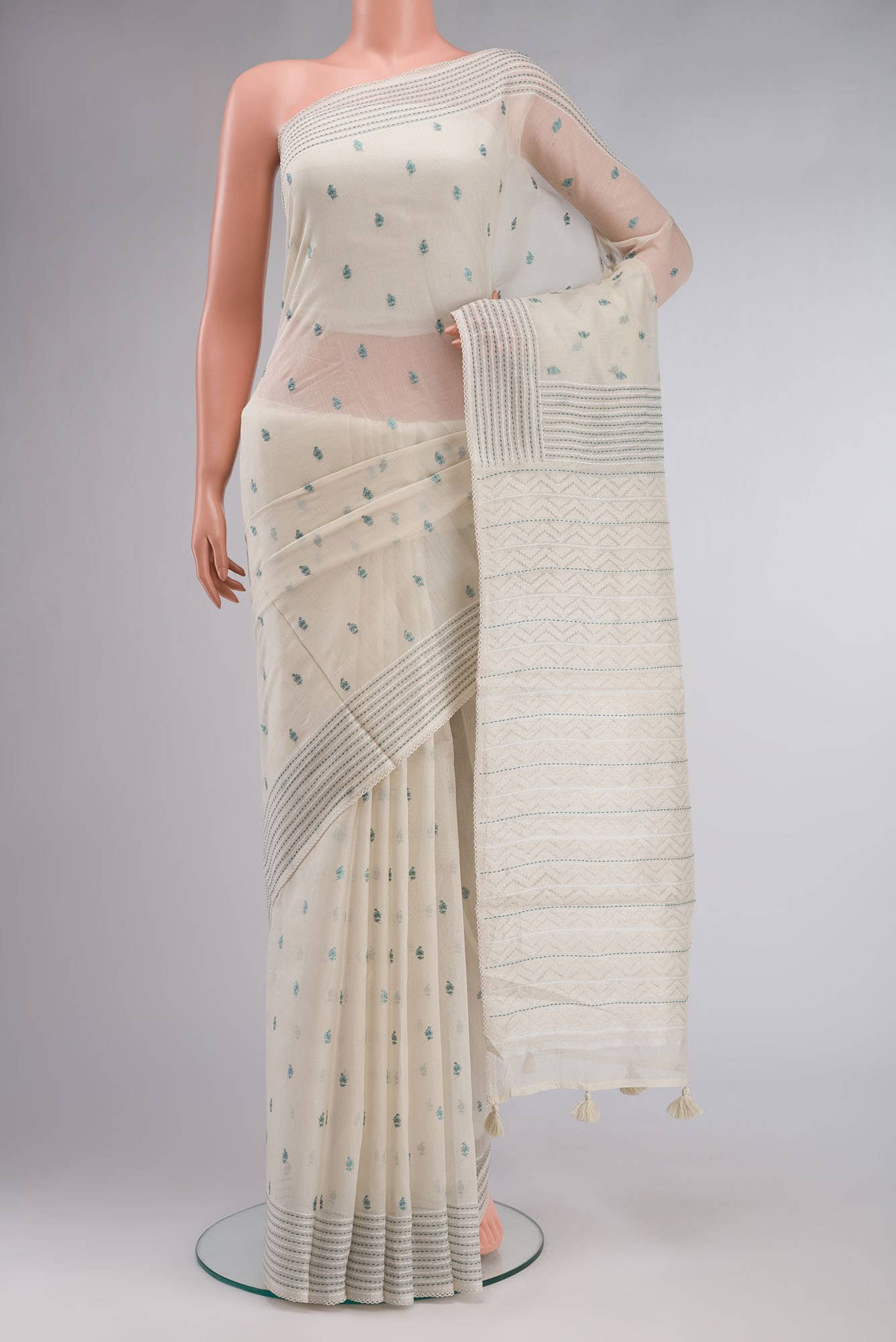 Cream Silk Cotton Saree