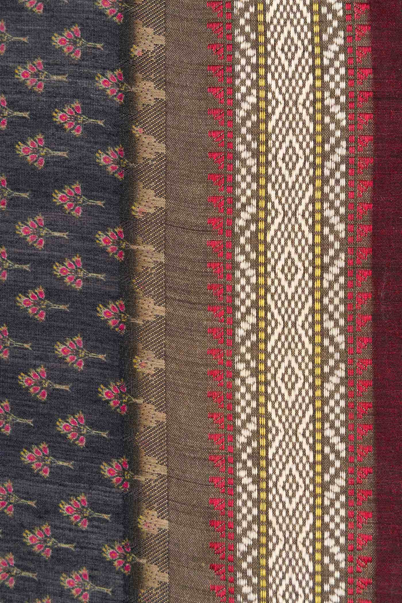 Navy Blue Tussar Silk Saree