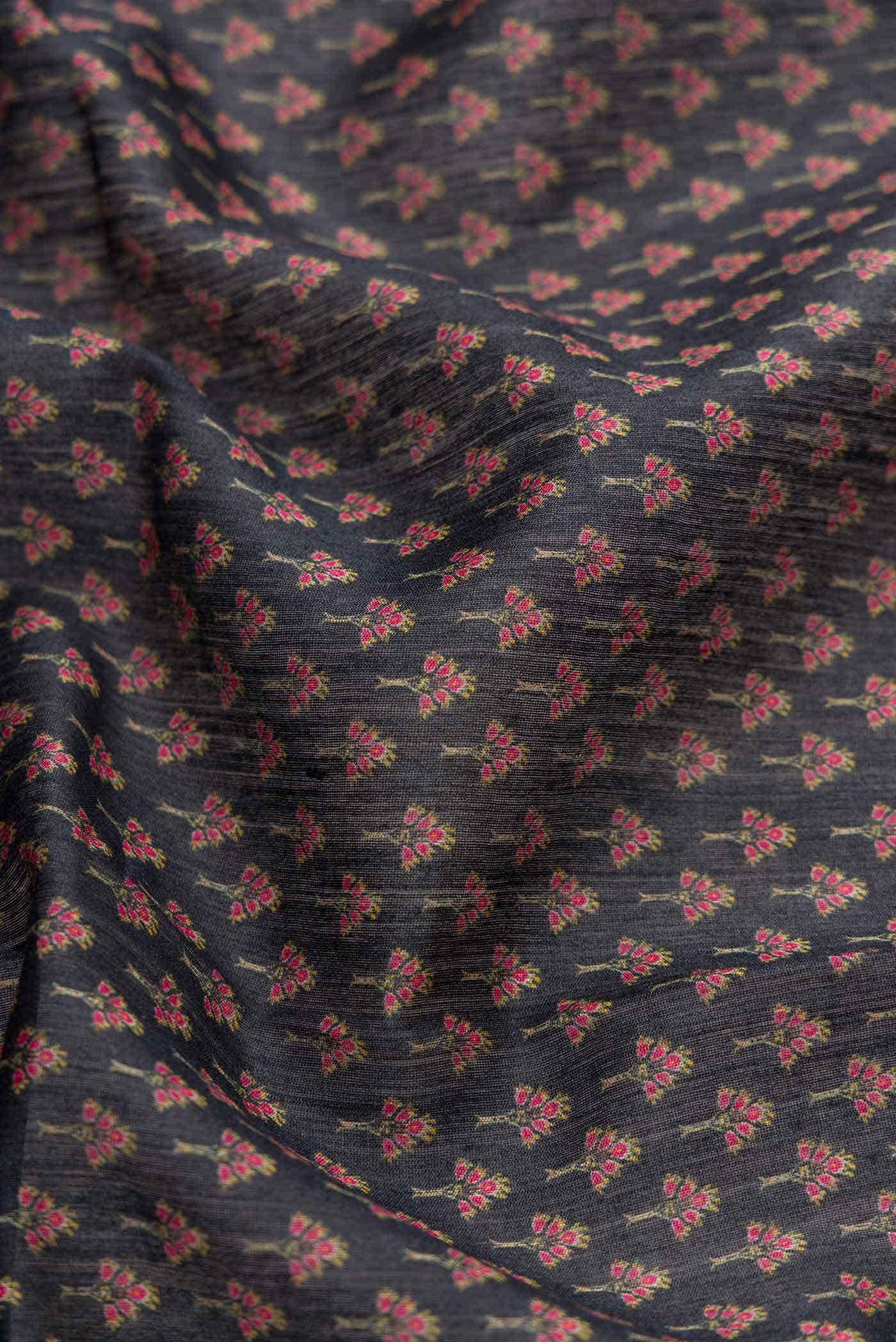 Navy Blue Tussar Silk Saree