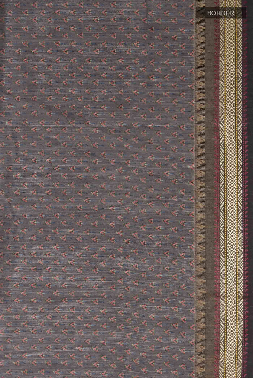 Grey Tussar Silk Saree