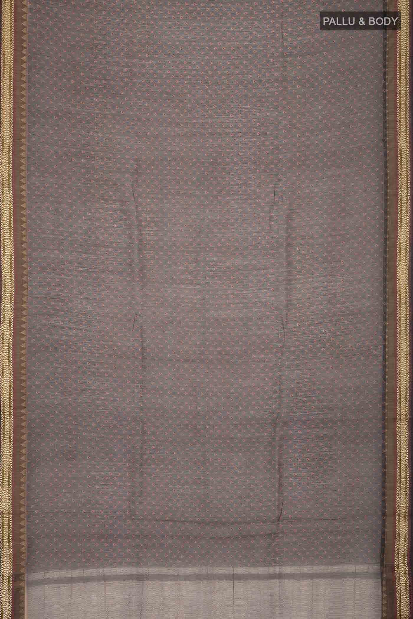 Grey Tussar Silk Saree