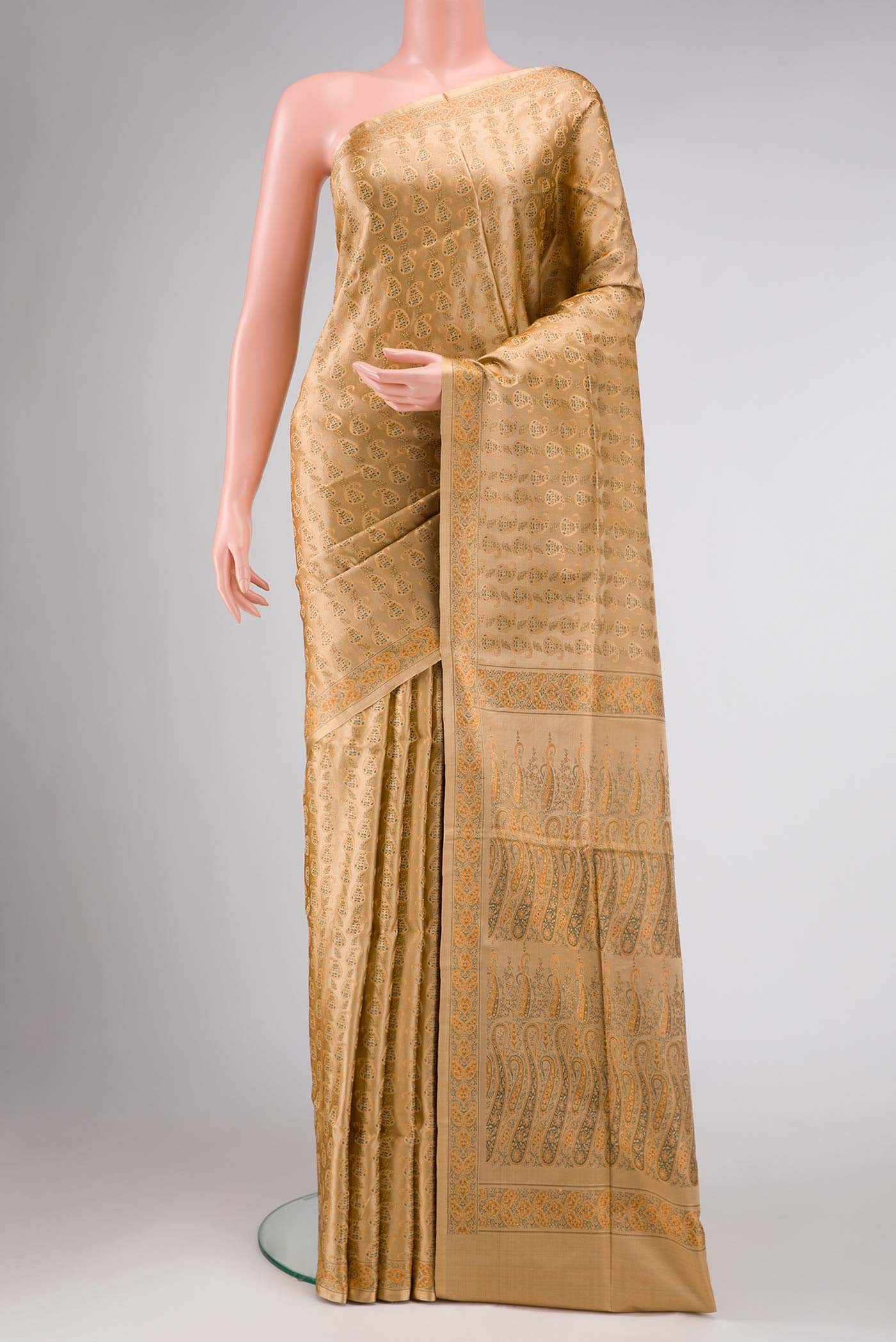 Dark Beige Banarasi Silk Saree