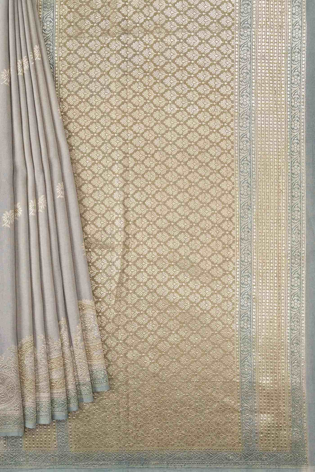 Grey Banarasi Silk Saree