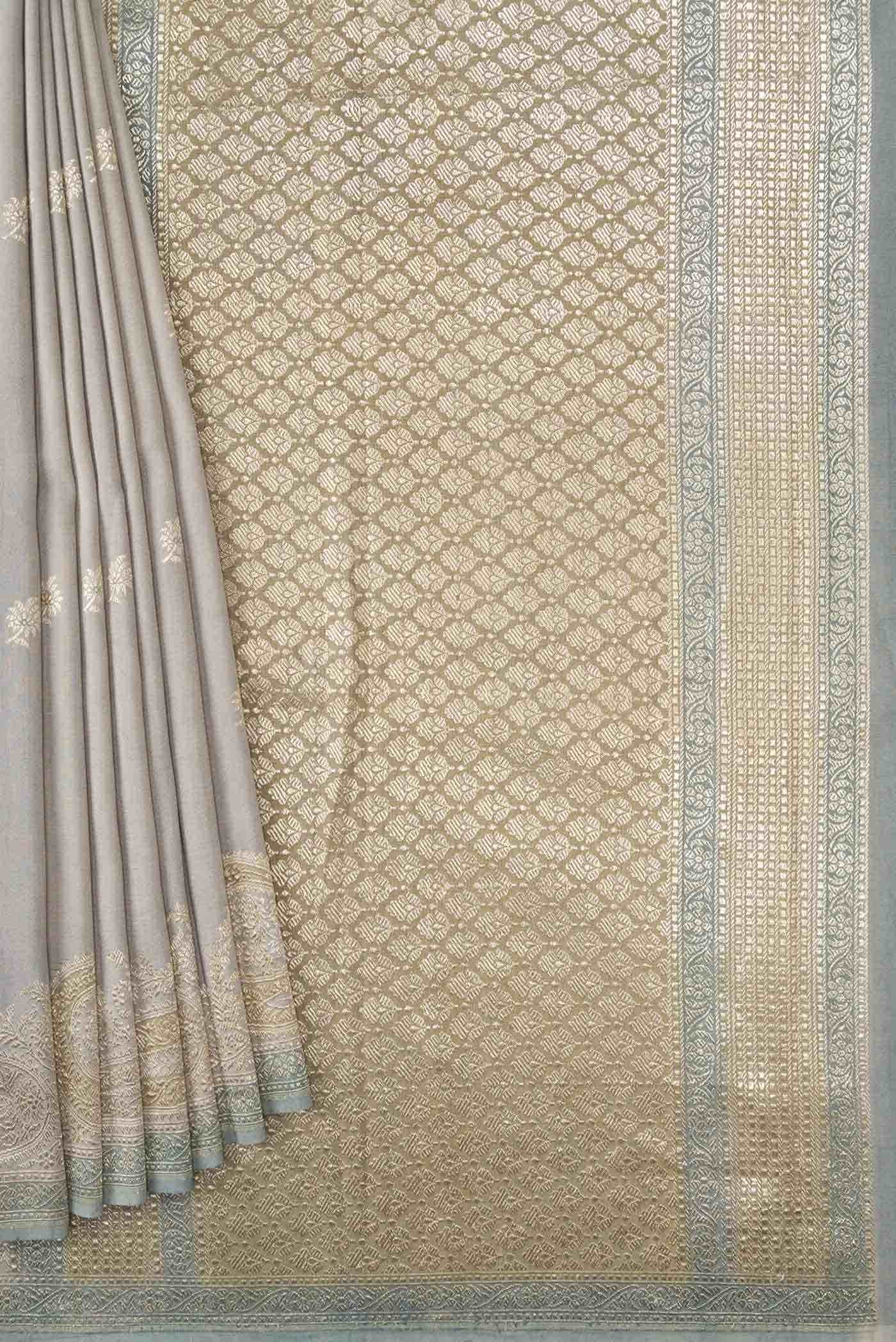 Grey Banarasi Silk Saree