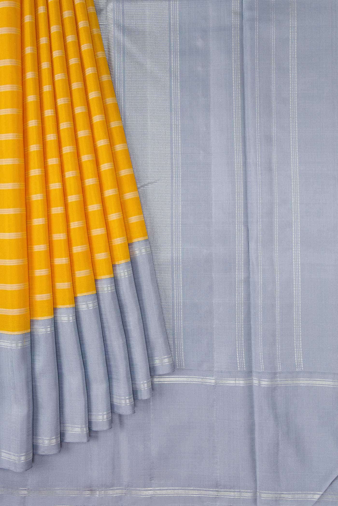 Pure Silk Pure Zari Yellow Dual Tone Kanchipuram Saree
