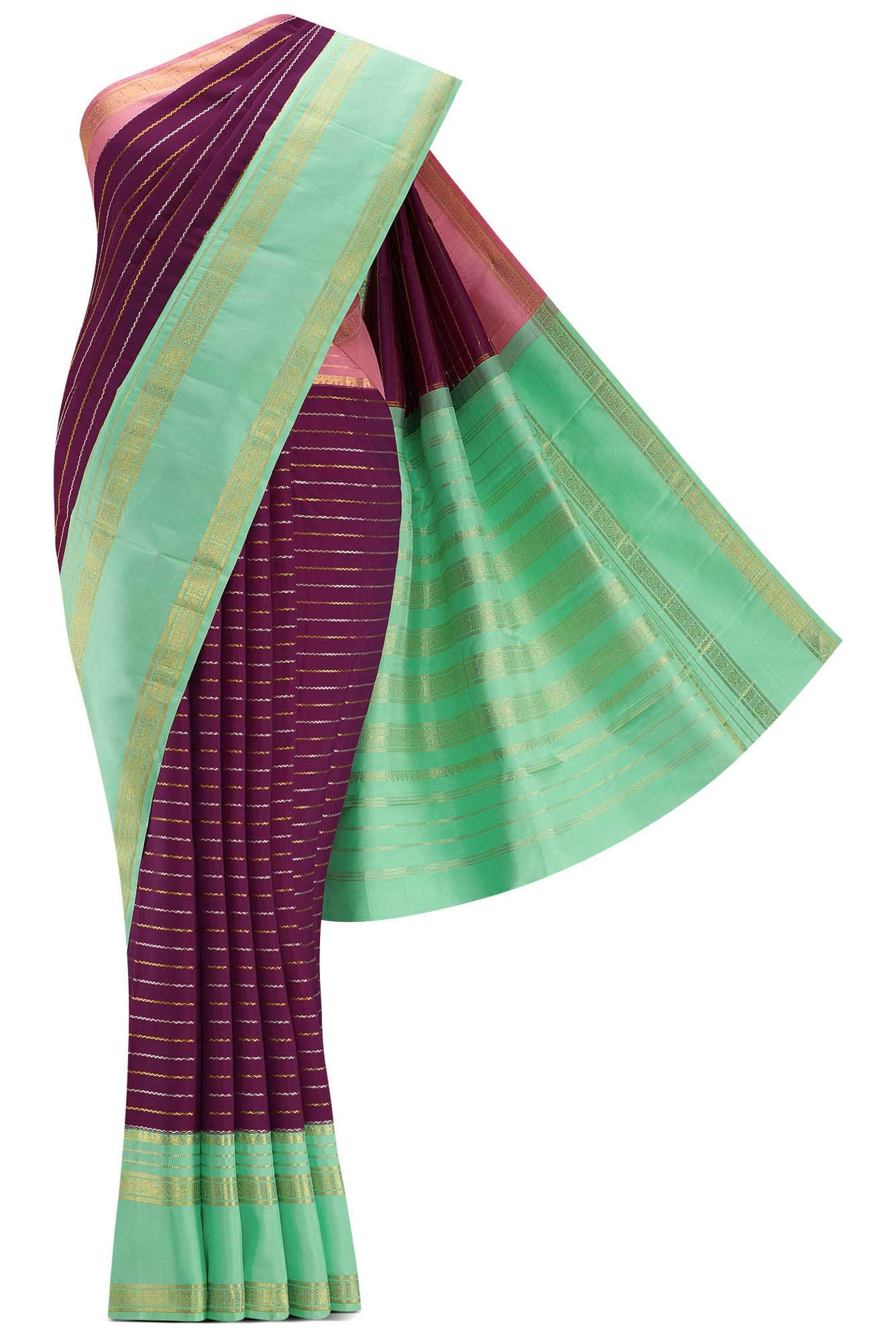 Magenta Dual Tone Kanchipuram Silk Saree