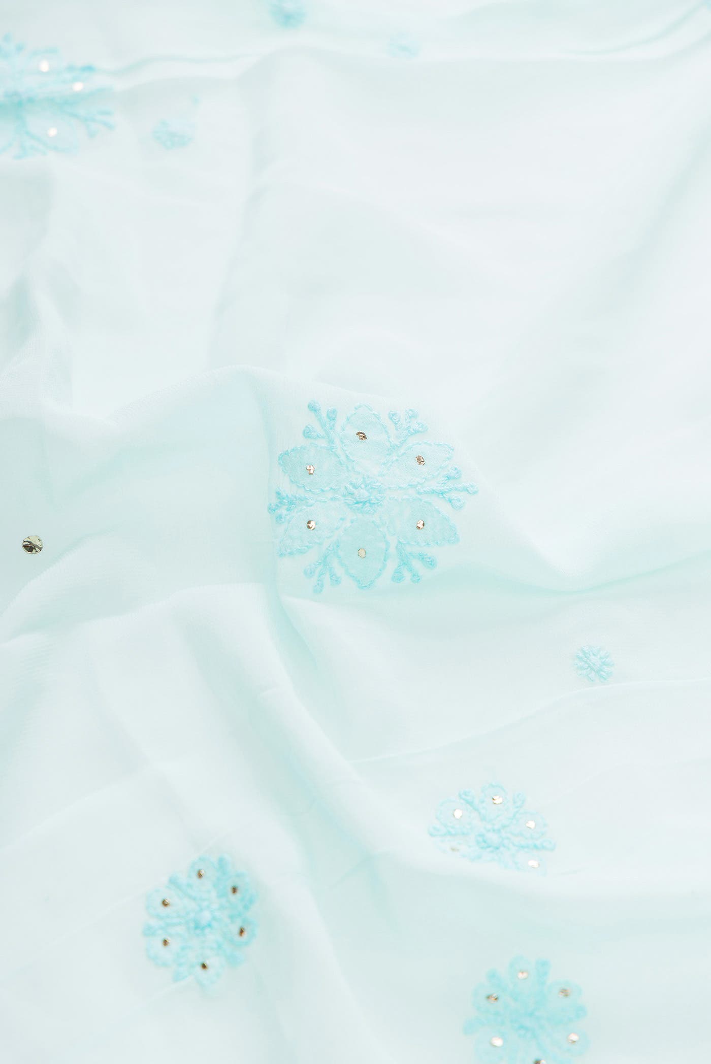 Sky Blue Mysore Georgette Saree