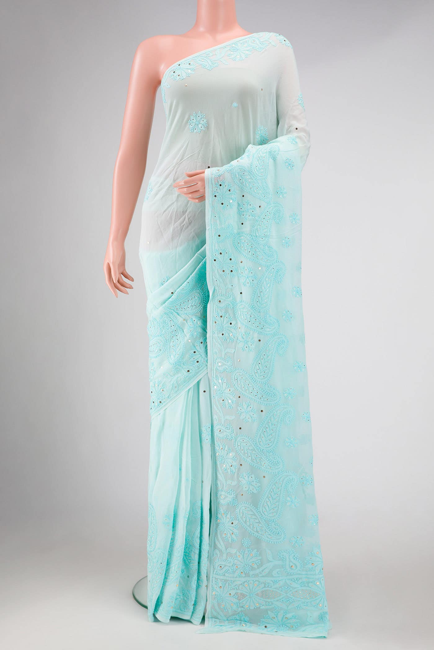 Sky Blue Mysore Georgette Saree