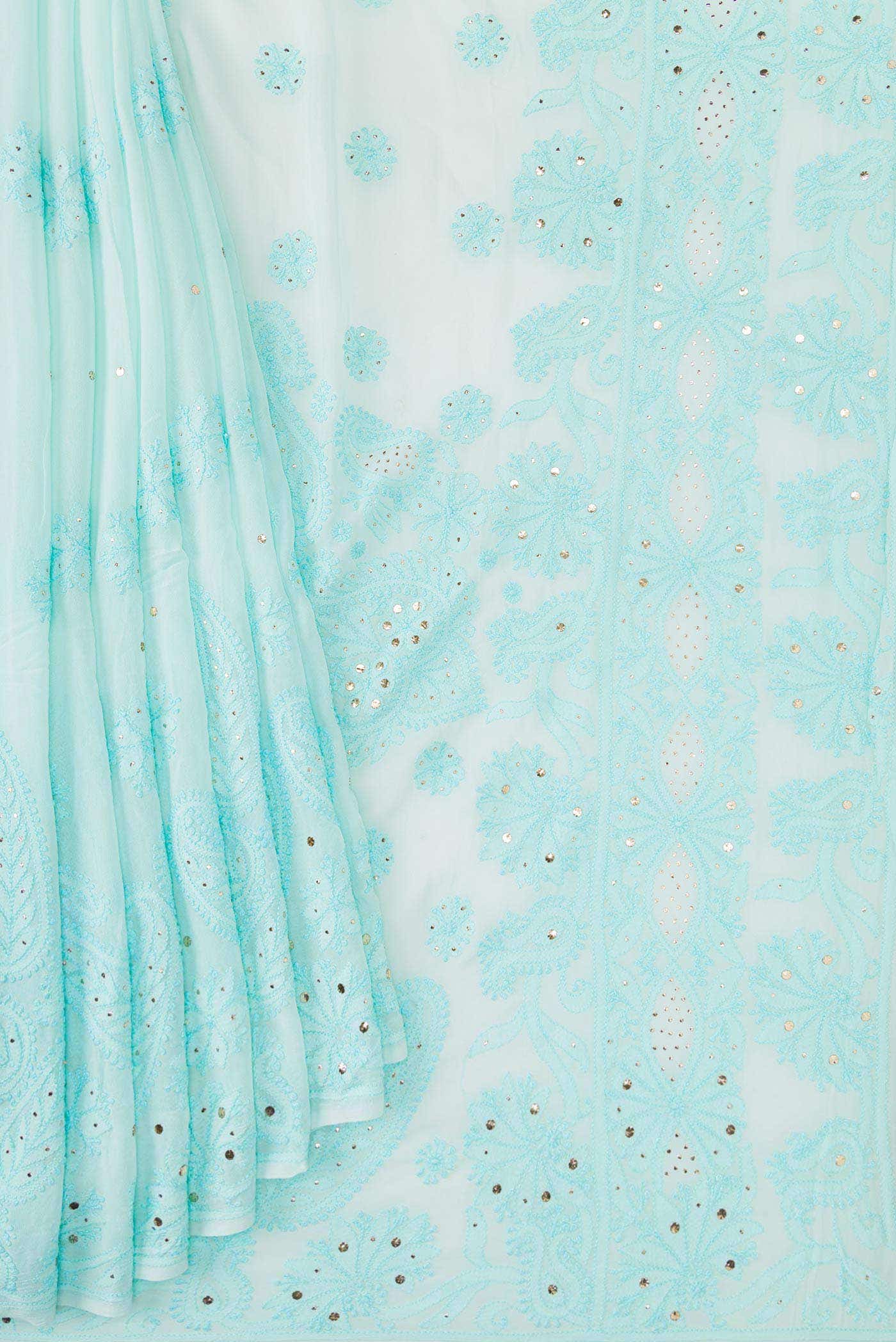 Sky Blue Mysore Georgette Saree