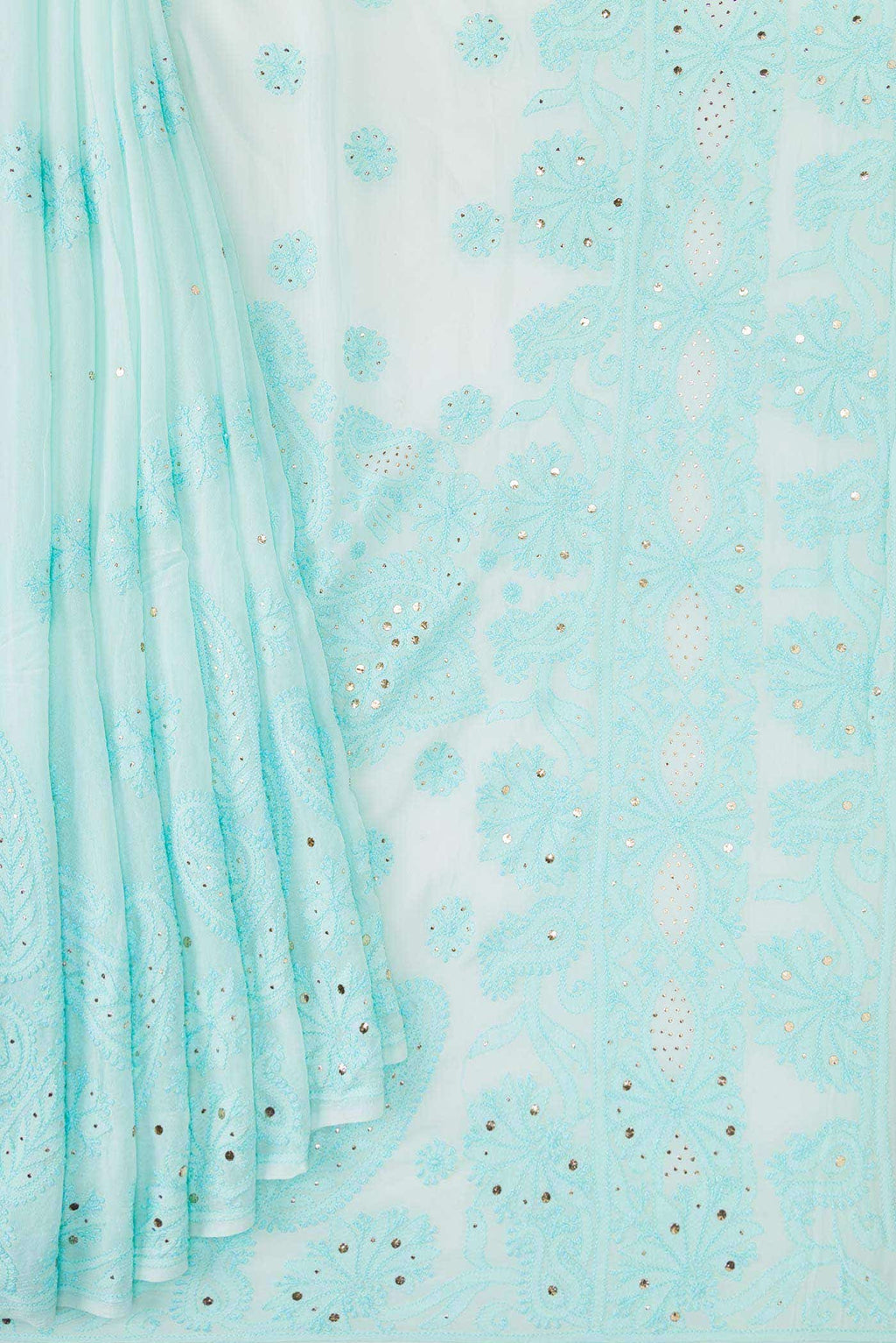 Sky Blue Mysore Georgette Saree