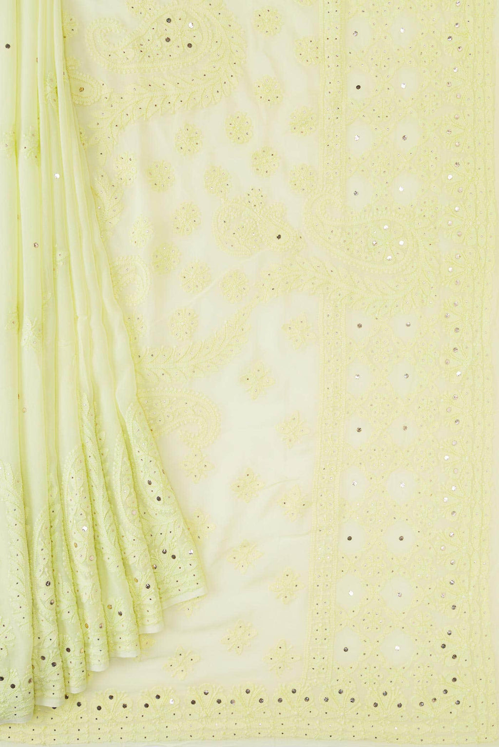 Lemon Yellow Mysore Georgette Saree