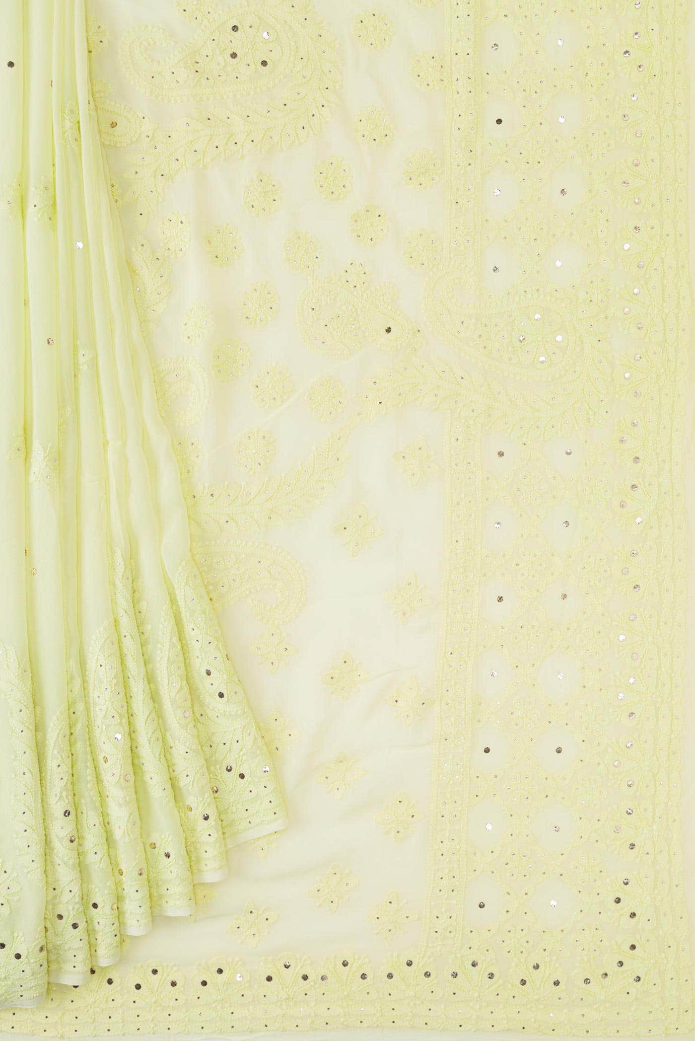 Lemon Yellow Mysore Georgette Saree