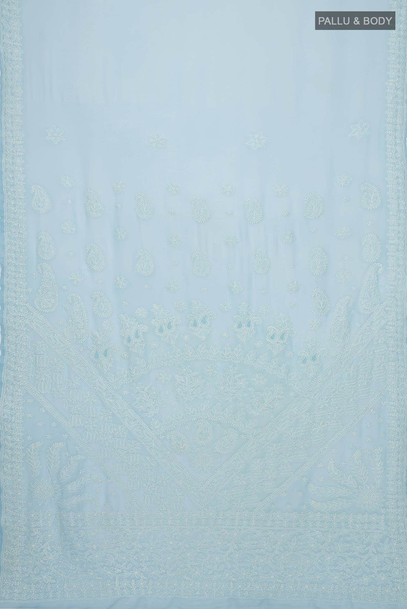 Light Blue Chikankari Georgette Saree