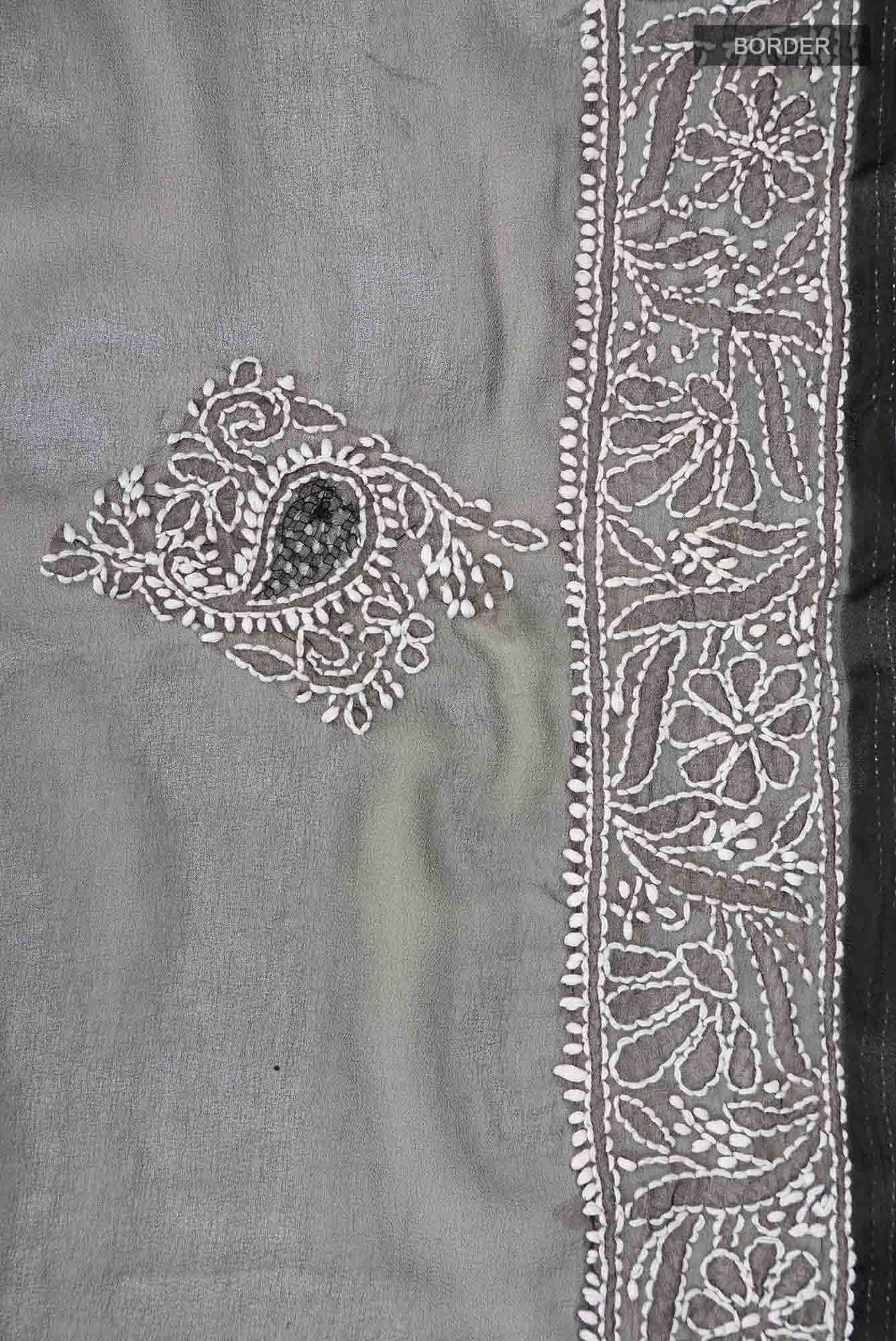 Black Chikankari Georgette Saree