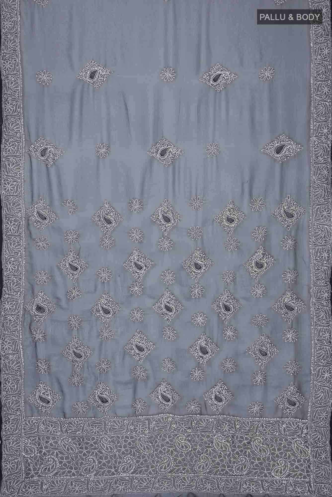 Black Chikankari Georgette Saree
