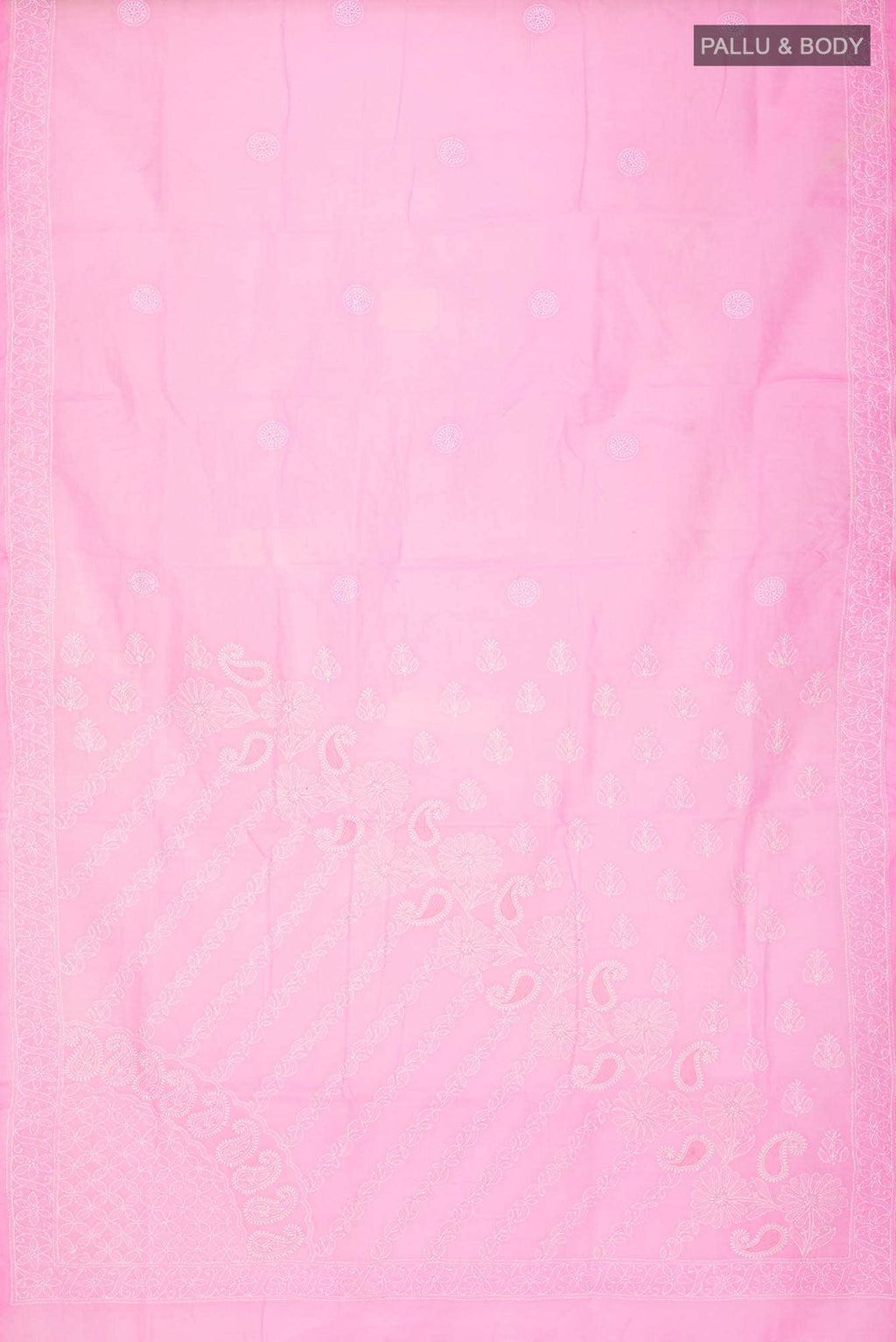 Pink Chikankari Cotton Saree