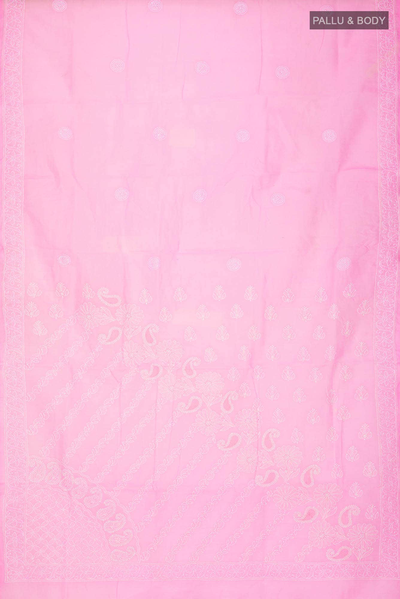 Pink Chikankari Cotton Saree
