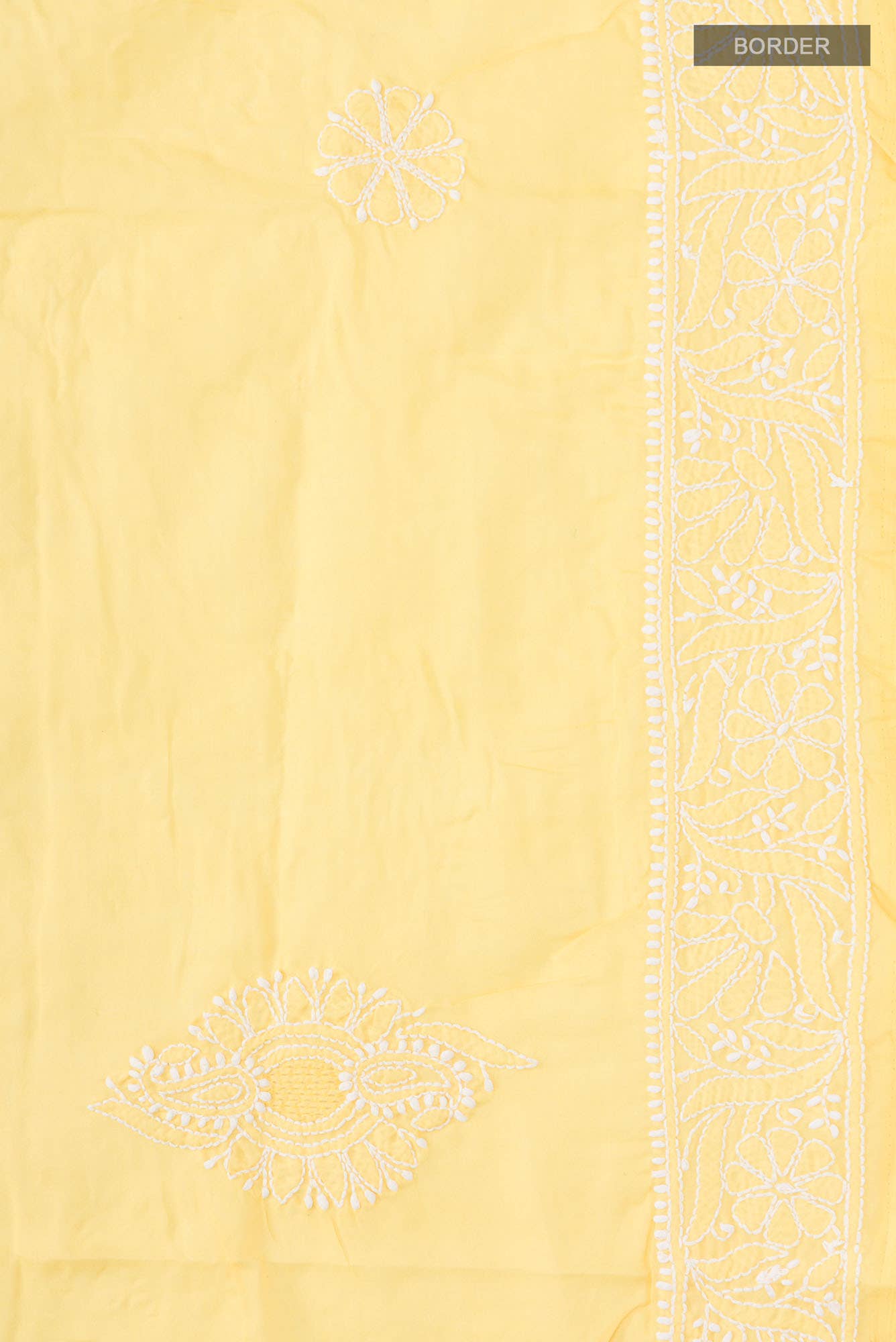 Yellow Chikankari Cotton Saree