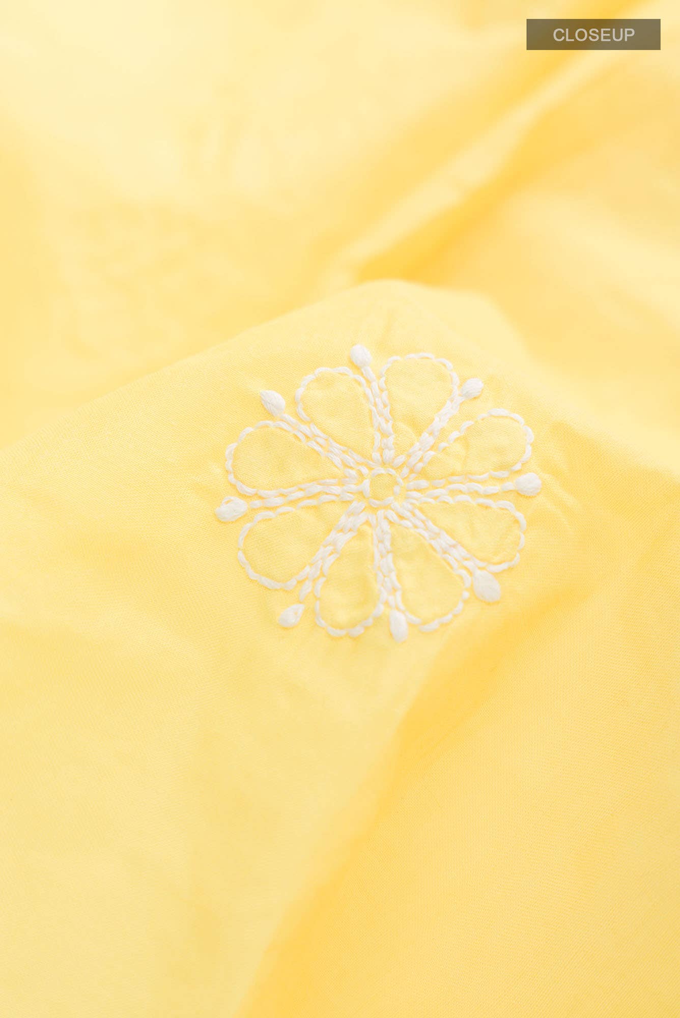 Yellow Chikankari Cotton Saree
