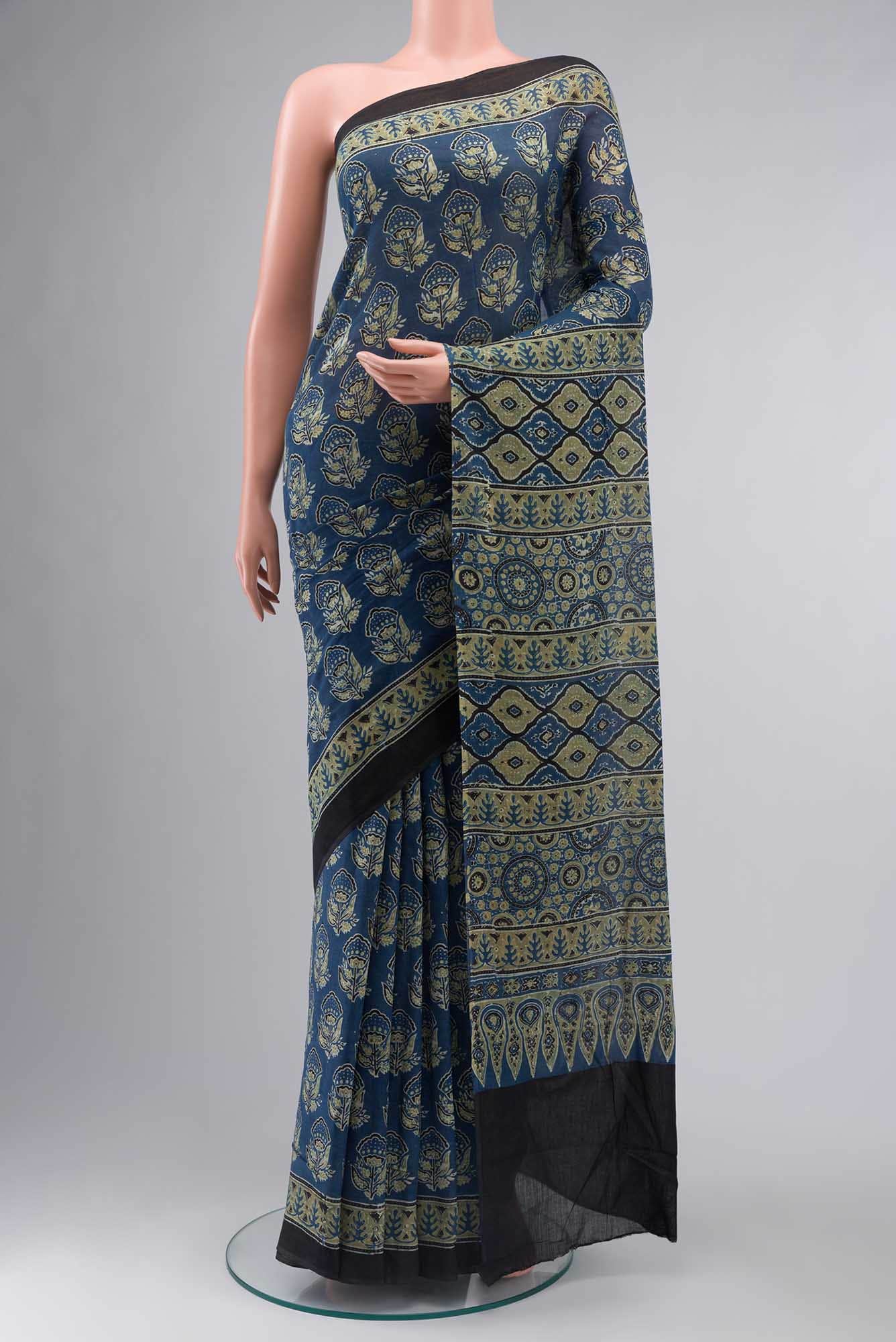 Blue Kalamkari Cotton Saree