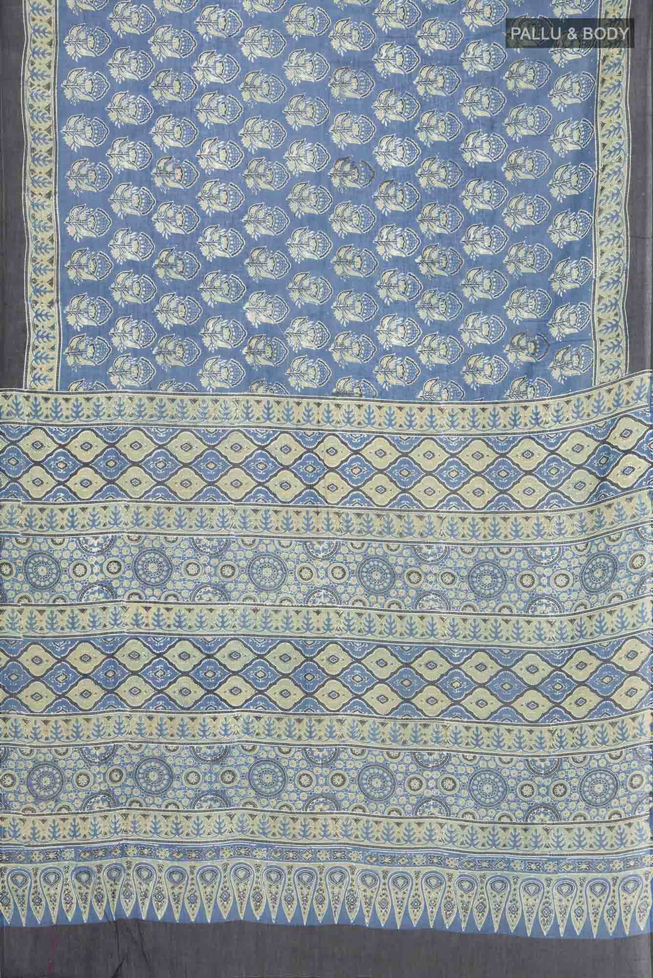 Blue Kalamkari Cotton Saree