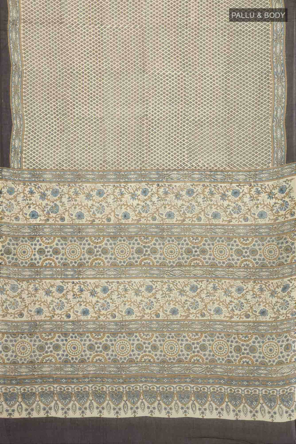 Beige Chanderi Silk Cotton Saree