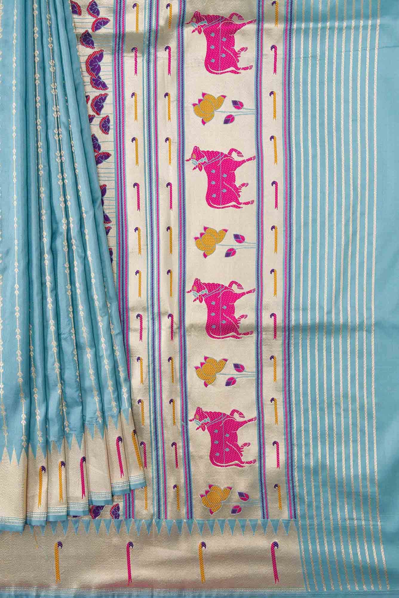 Blue Dual Tone Banarasi Silk Saree