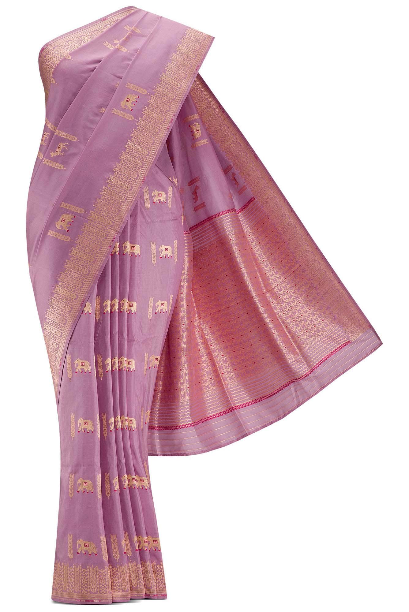 Lavender Dual Tone Banarasi Silk Saree