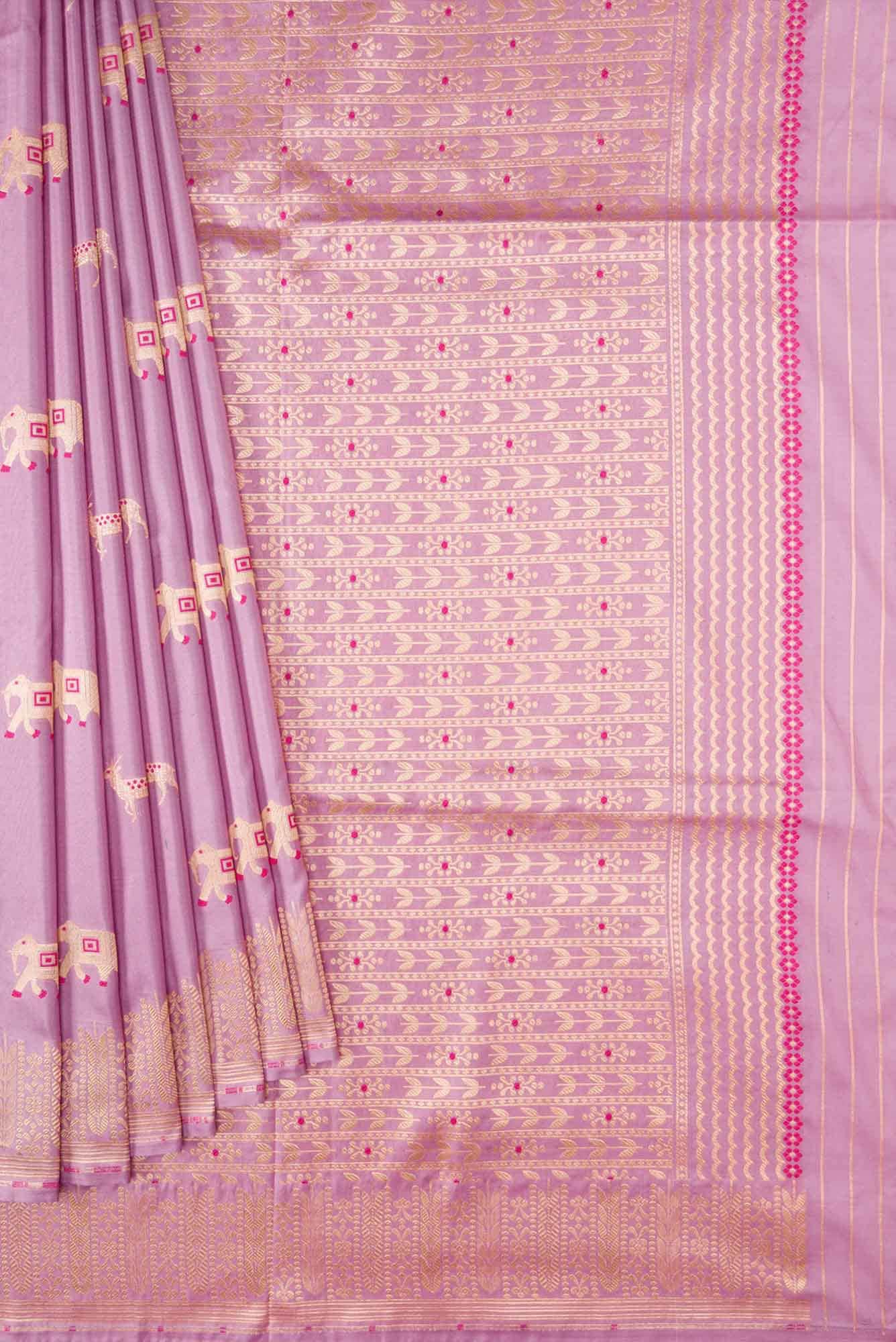 Lavender Dual Tone Banarasi Silk Saree