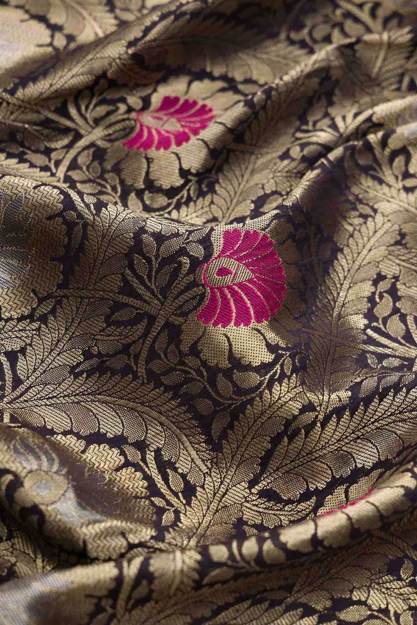 Black Banarasi Silk Dress Material