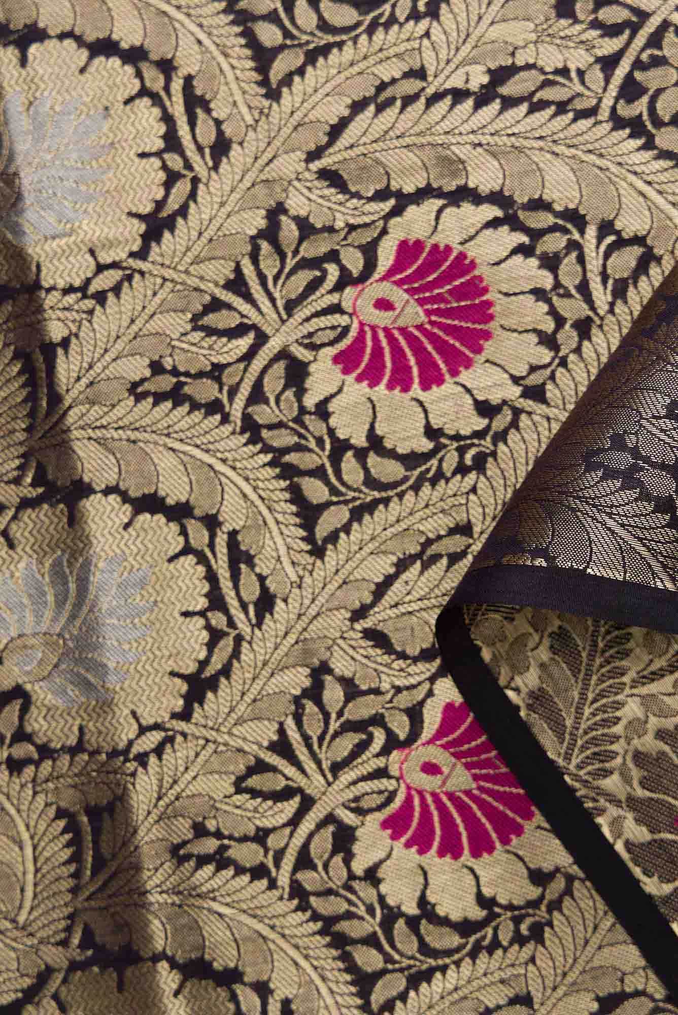 Black Banarasi Silk Dress Material