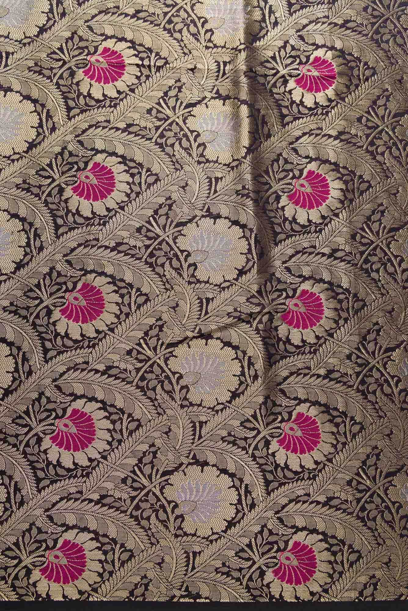 Black Banarasi Silk Dress Material