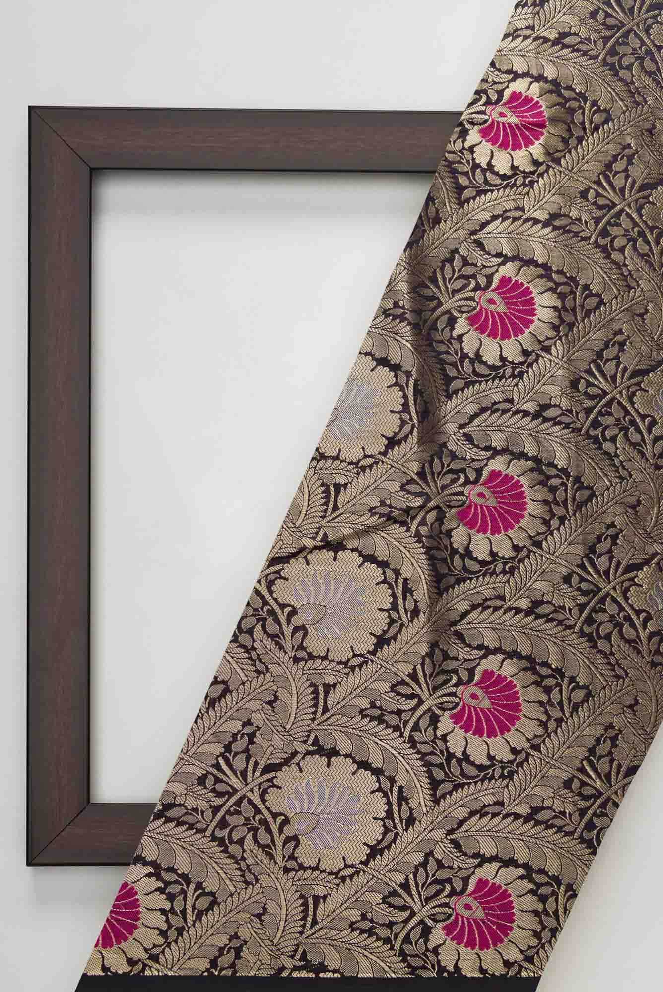 Black Banarasi Silk Dress Material