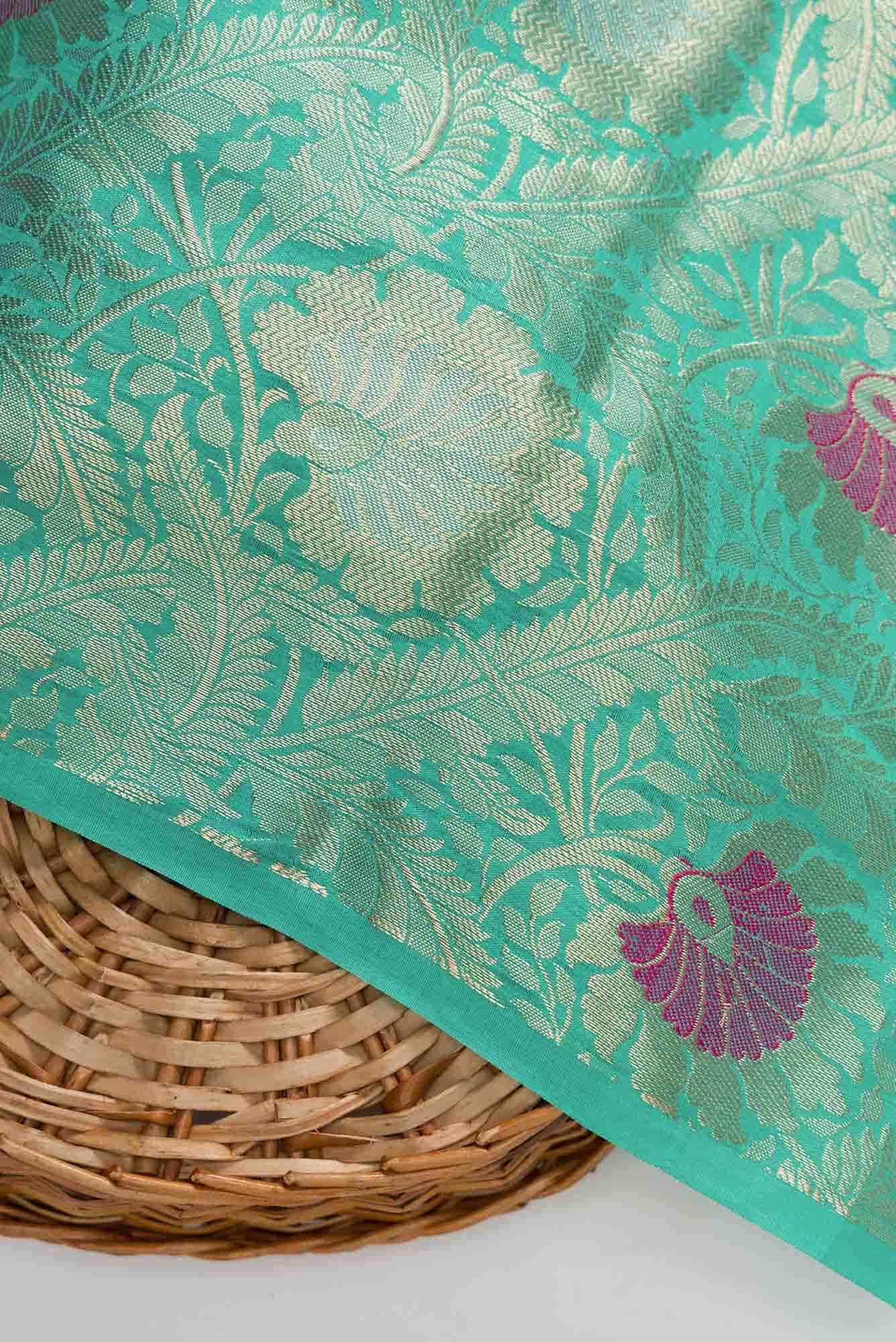 Blue Banarasi Silk Dress Material
