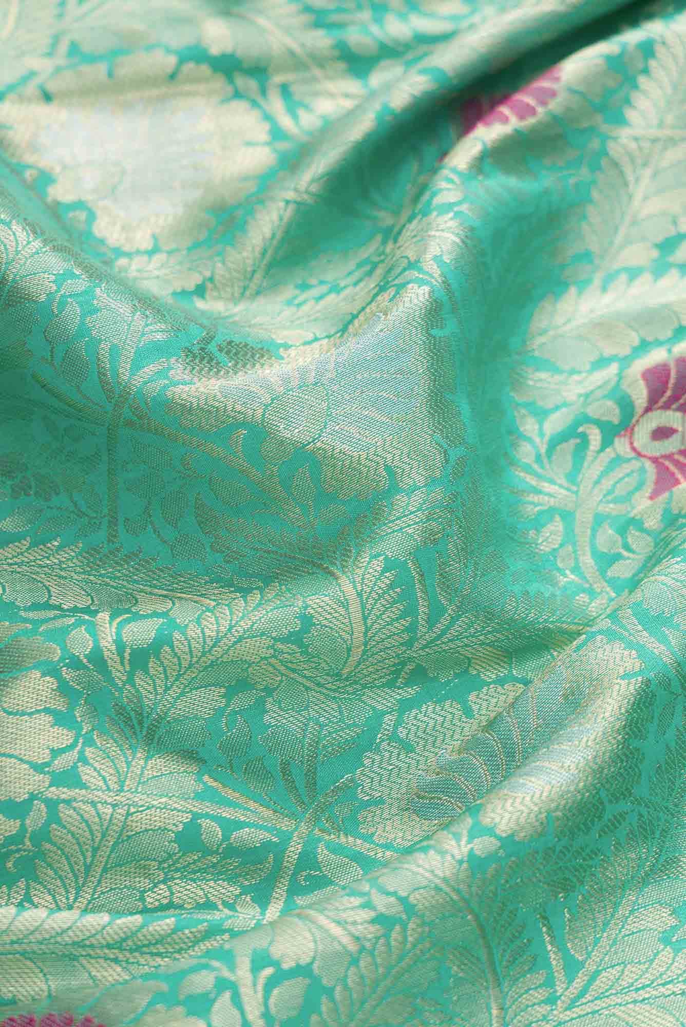 Blue Banarasi Silk Dress Material