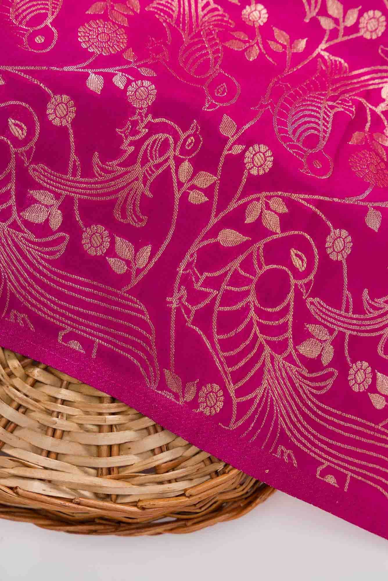 Pink Banarasi Silk Dress Material