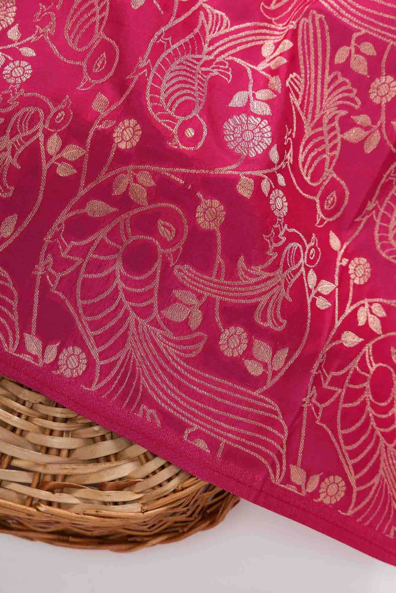 Dark Pink Banarasi Silk Dress Material