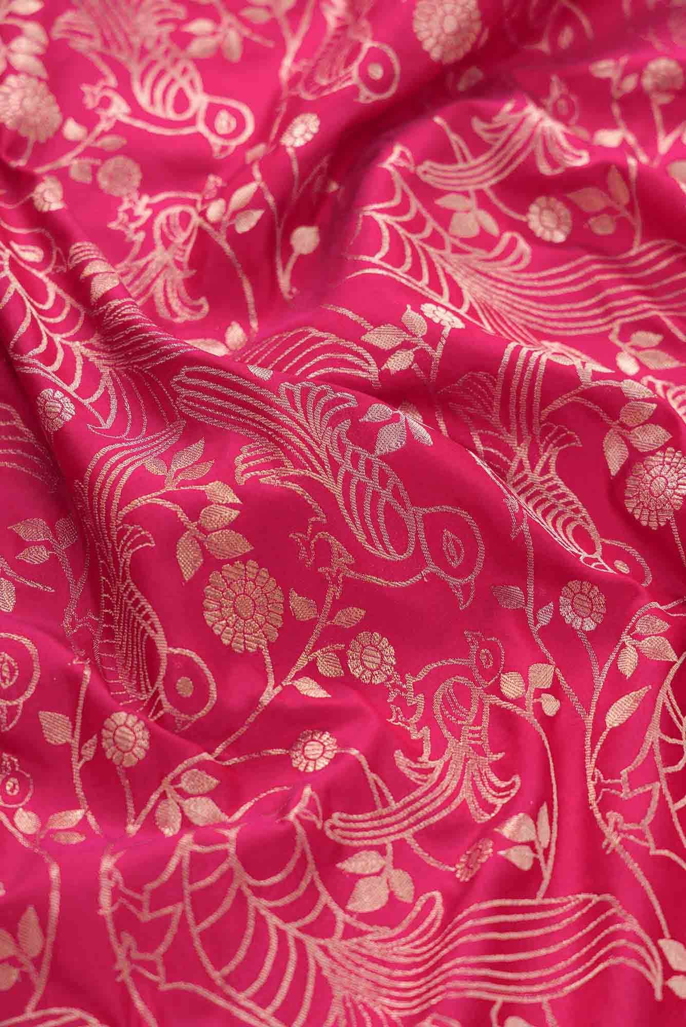 Dark Pink Banarasi Silk Dress Material