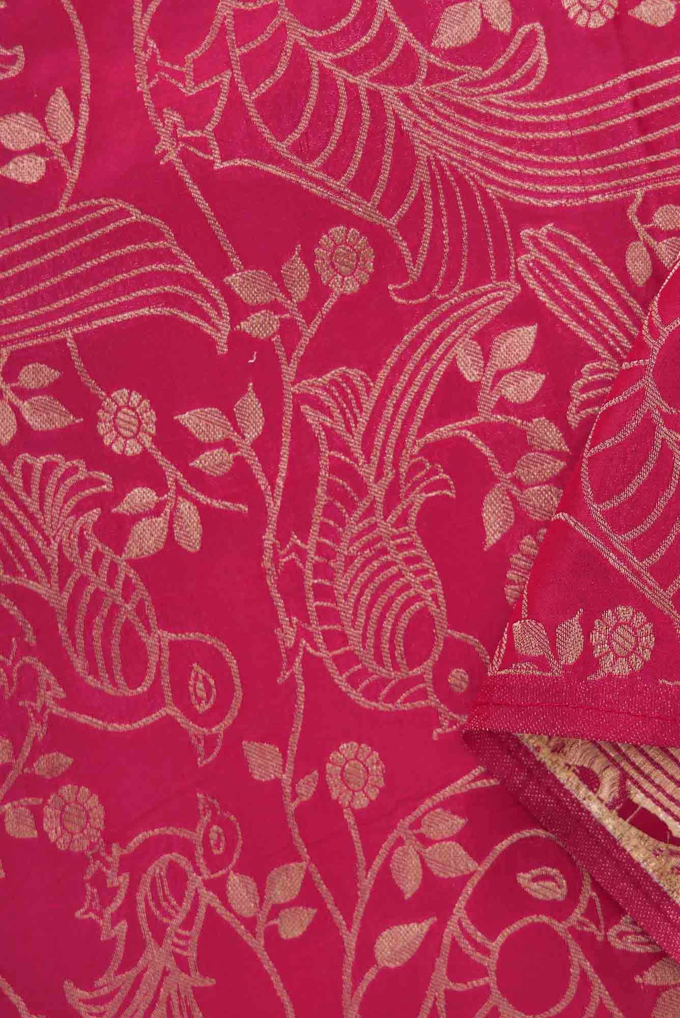 Dark Pink Banarasi Silk Dress Material