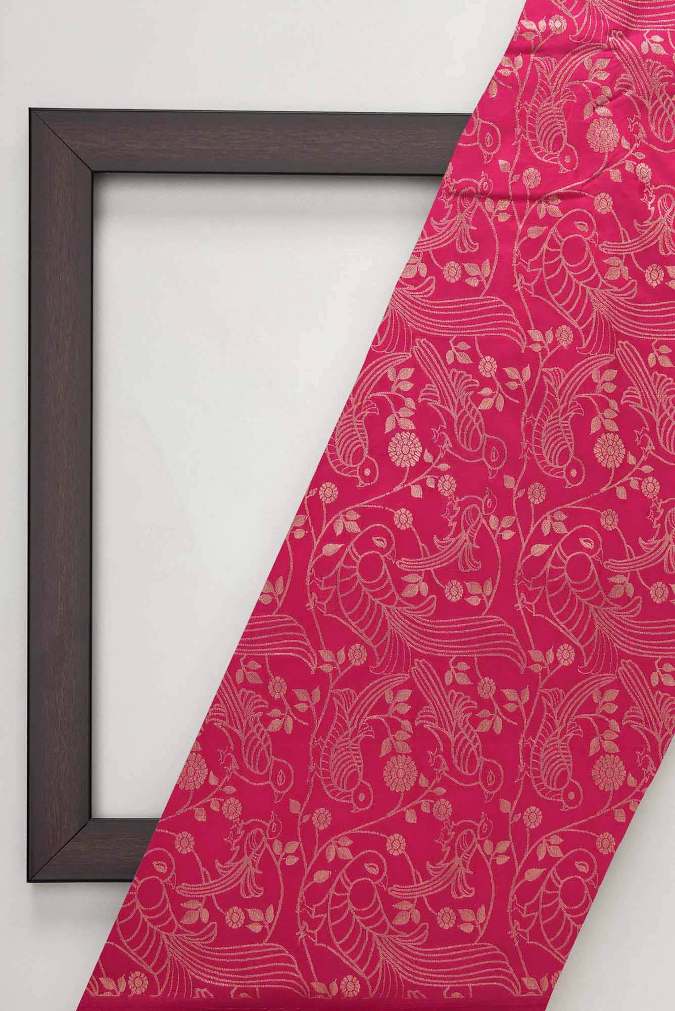Dark Pink Banarasi Silk Dress Material
