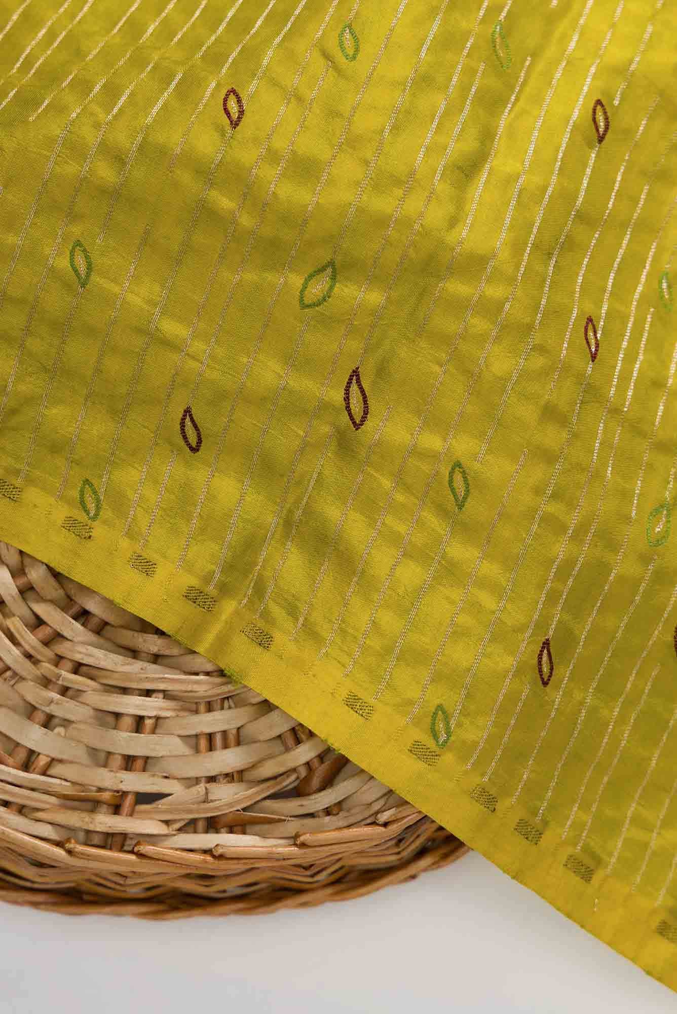 Mehandi Green Banarasi Silk Dress Material