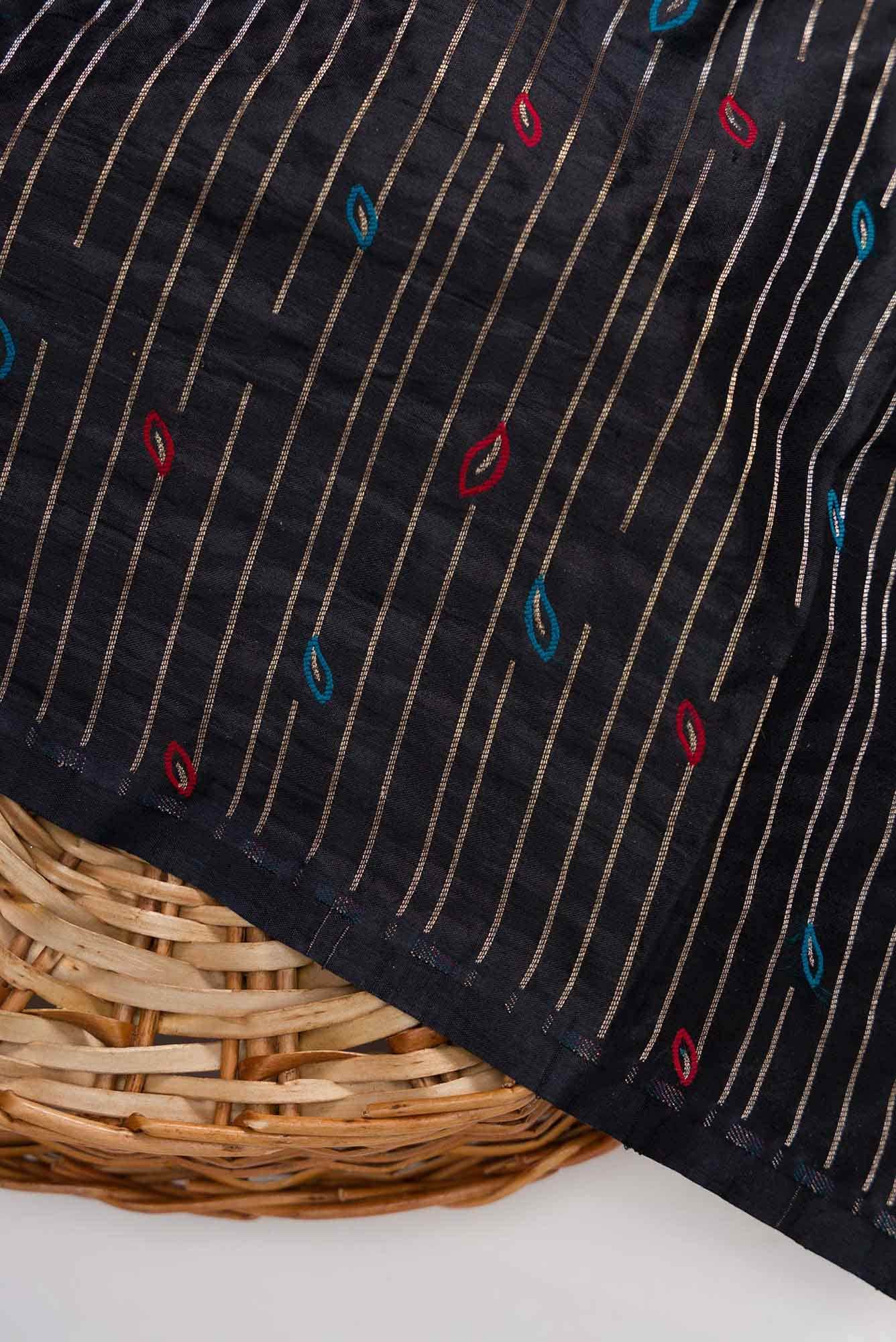 Black Banarasi Silk Dress Material
