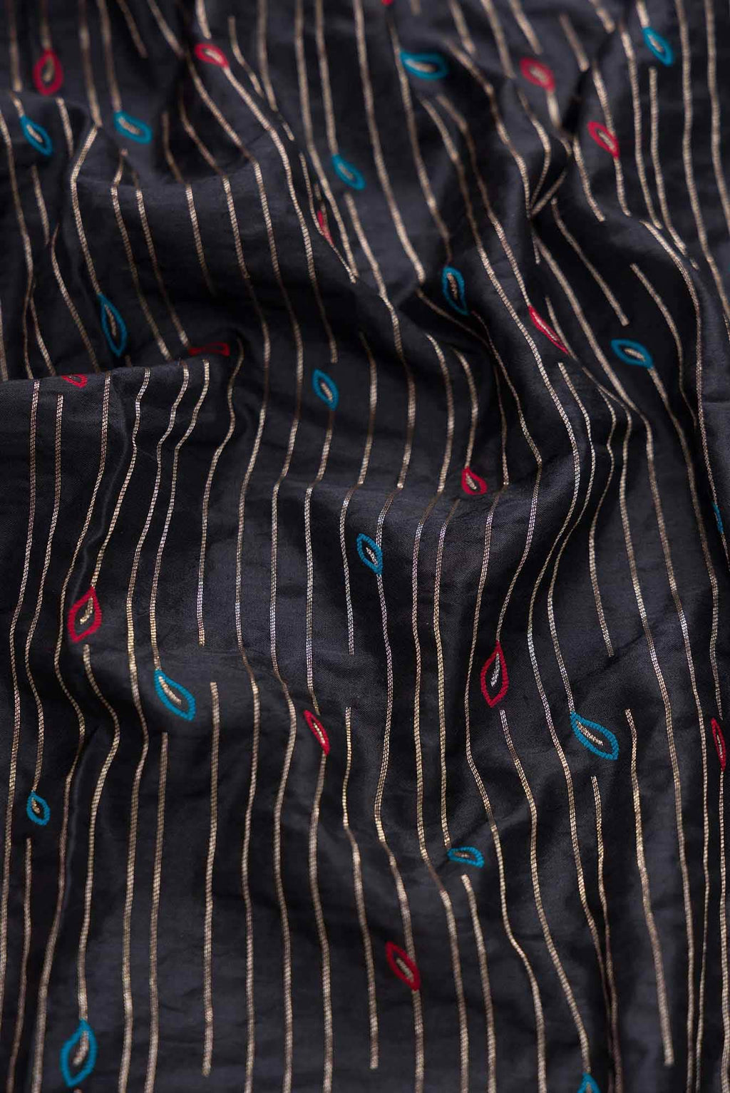 Black Banarasi Silk Dress Material