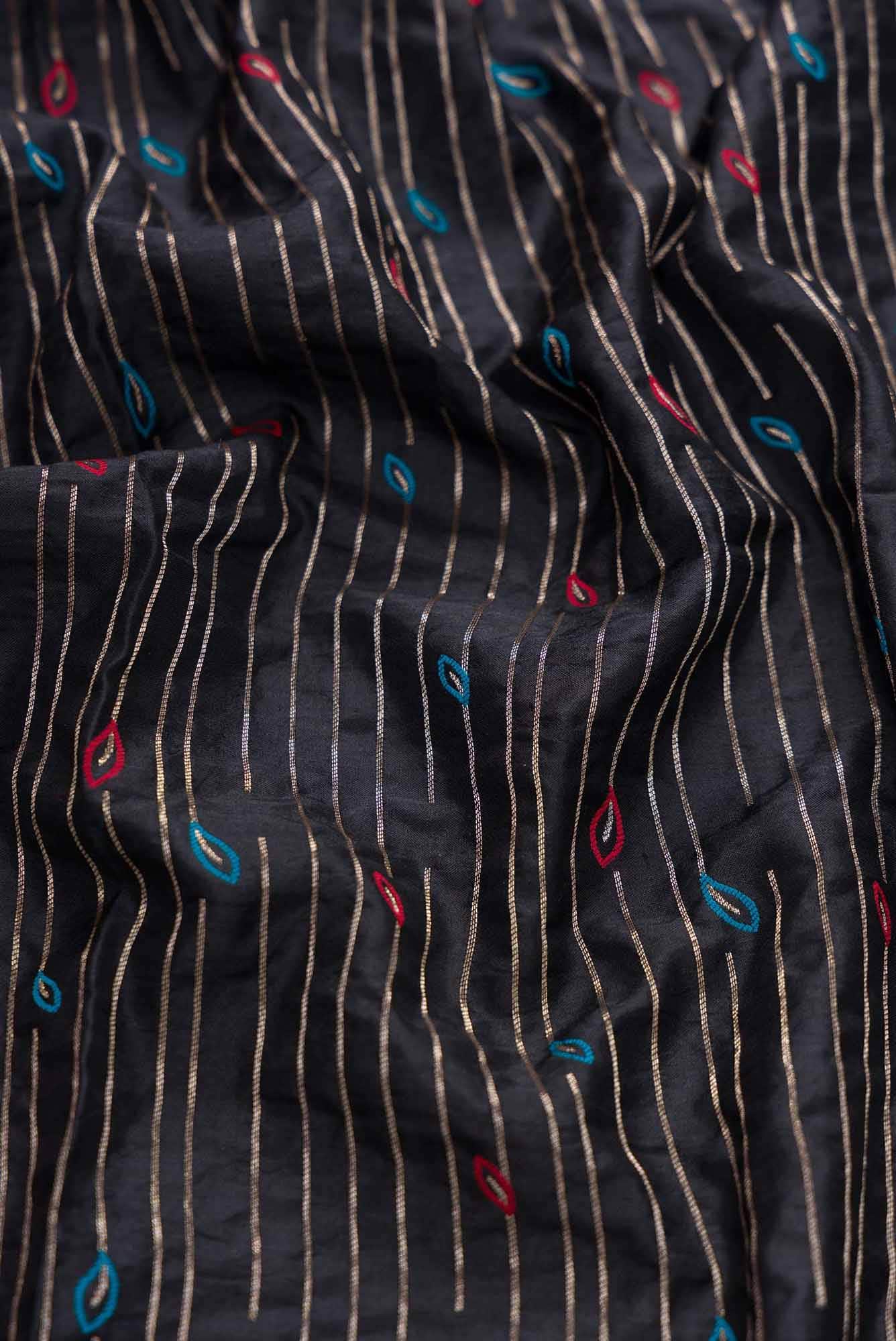 Black Banarasi Silk Dress Material