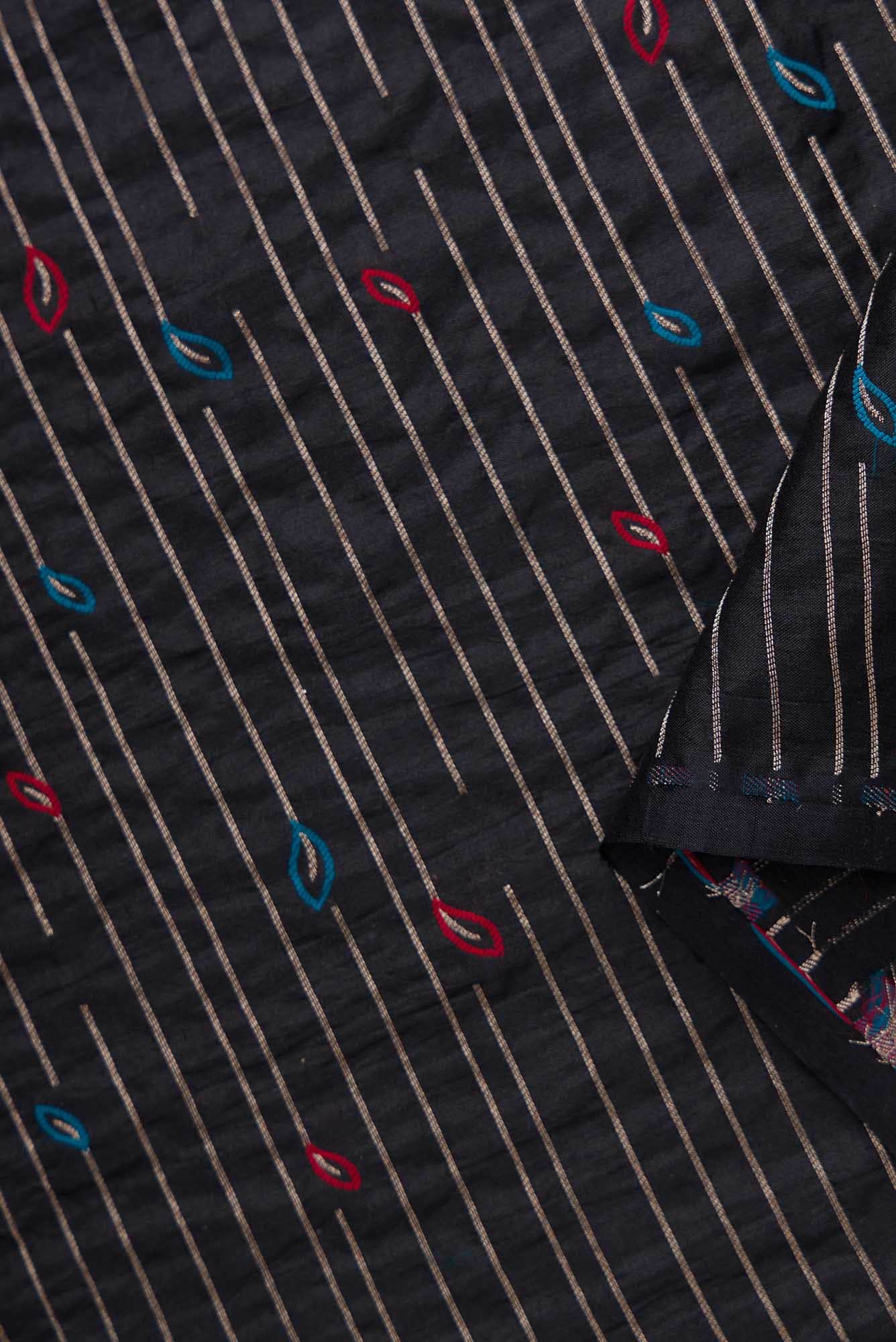 Black Banarasi Silk Dress Material