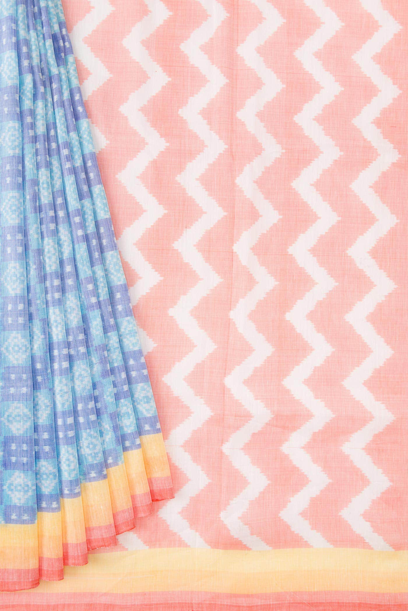 Blue Dual Tone Linen Saree