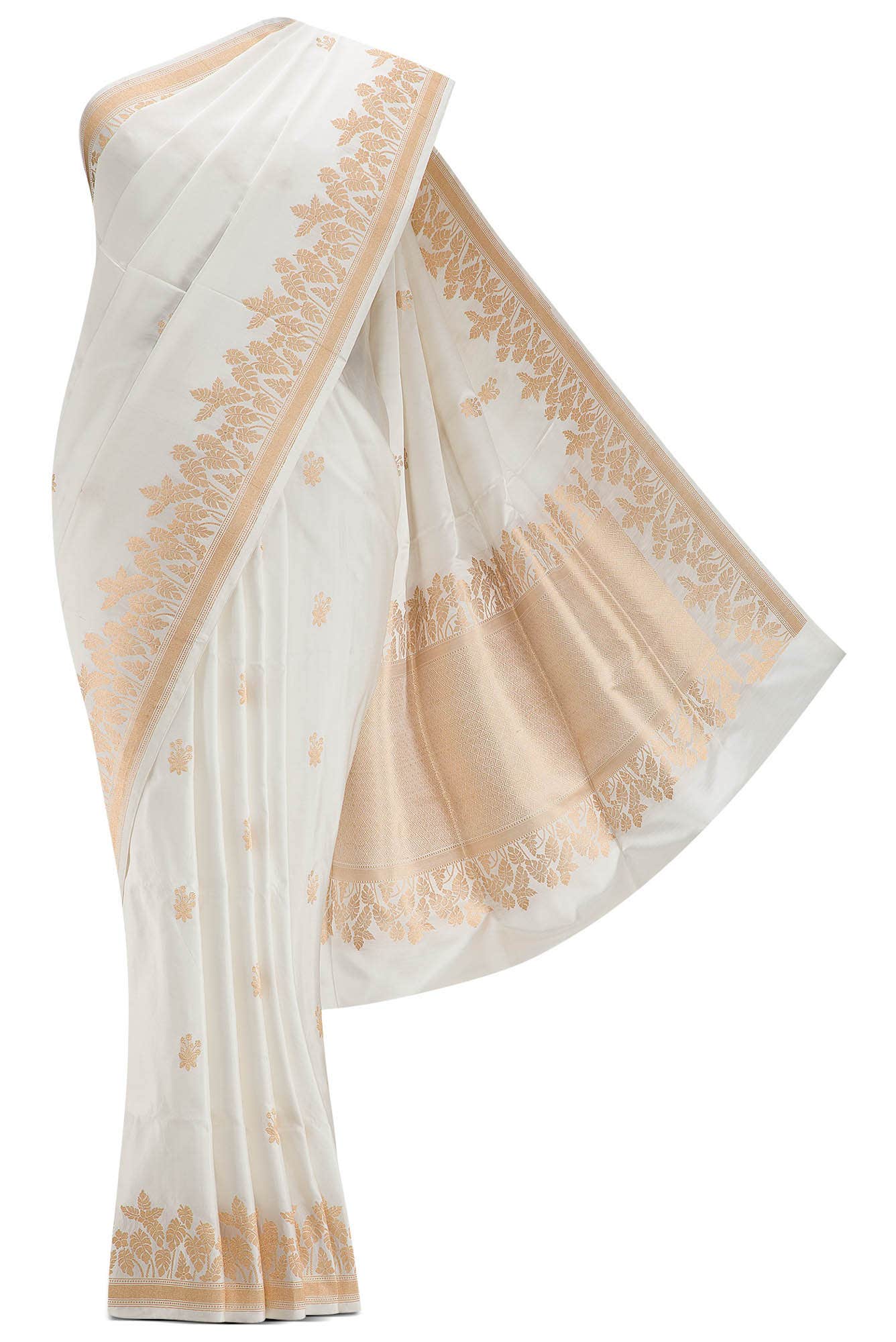 Off White Dual Tone Banarasi Silk Saree