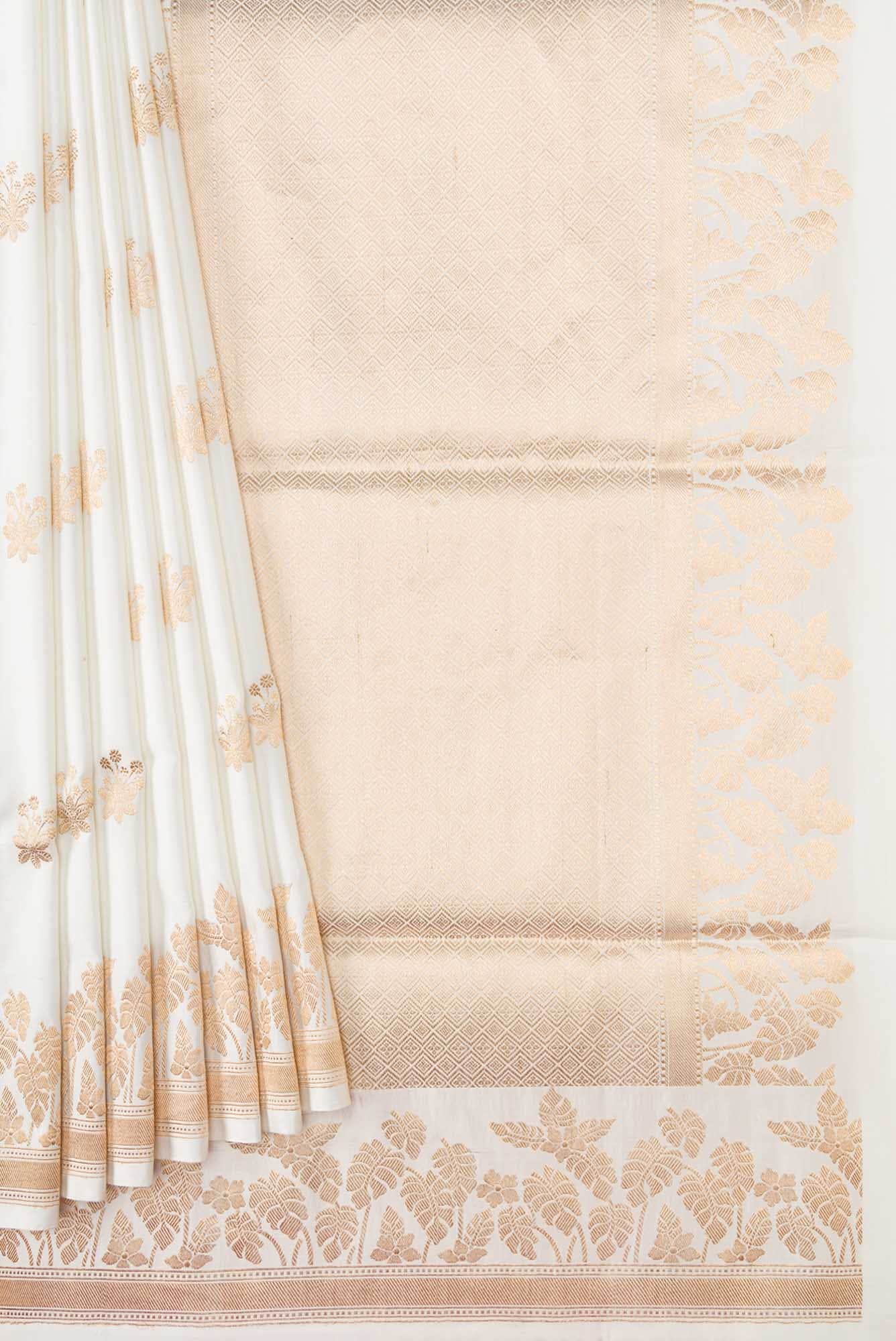Off White Dual Tone Banarasi Silk Saree
