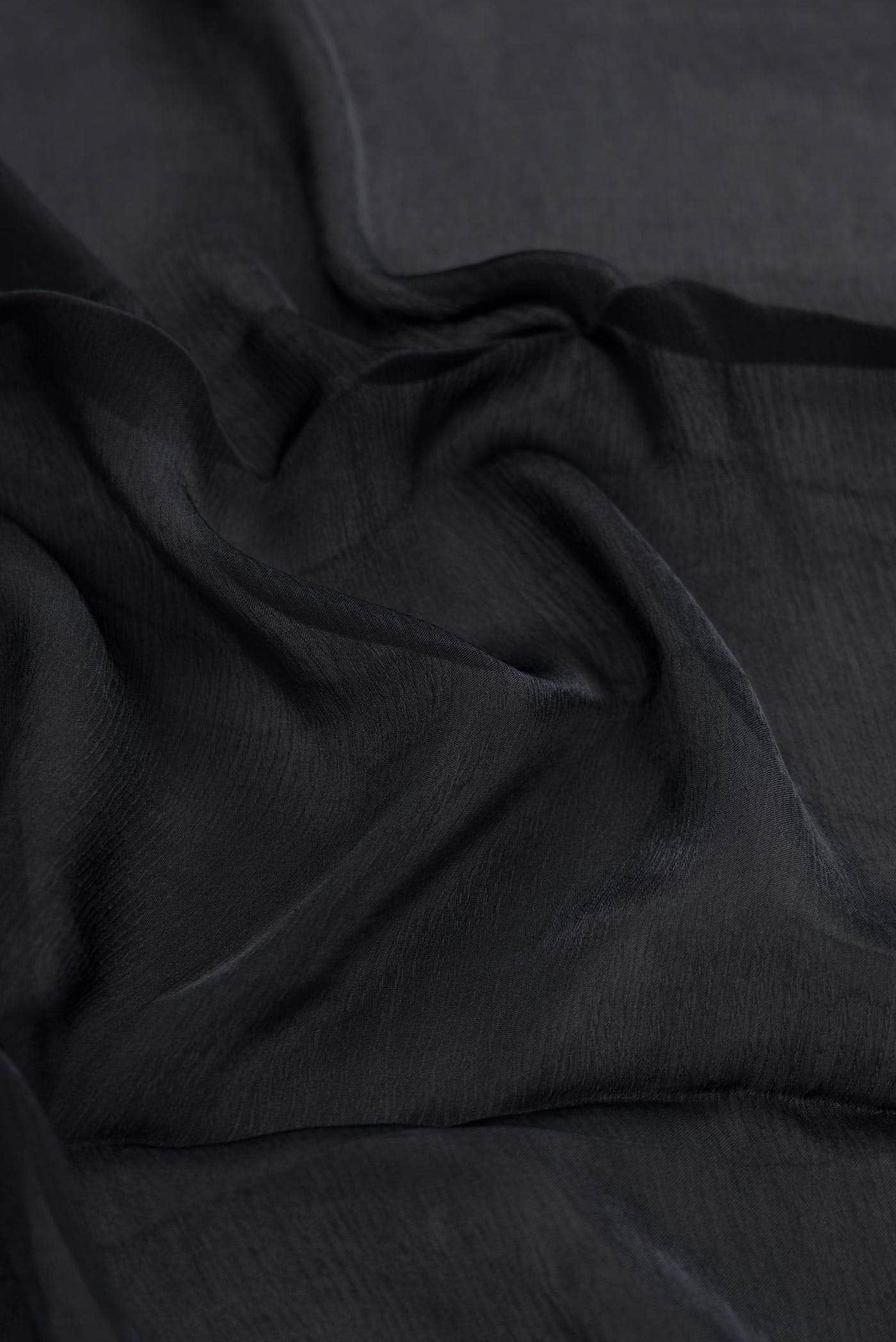 Black Satin Crepe Saree