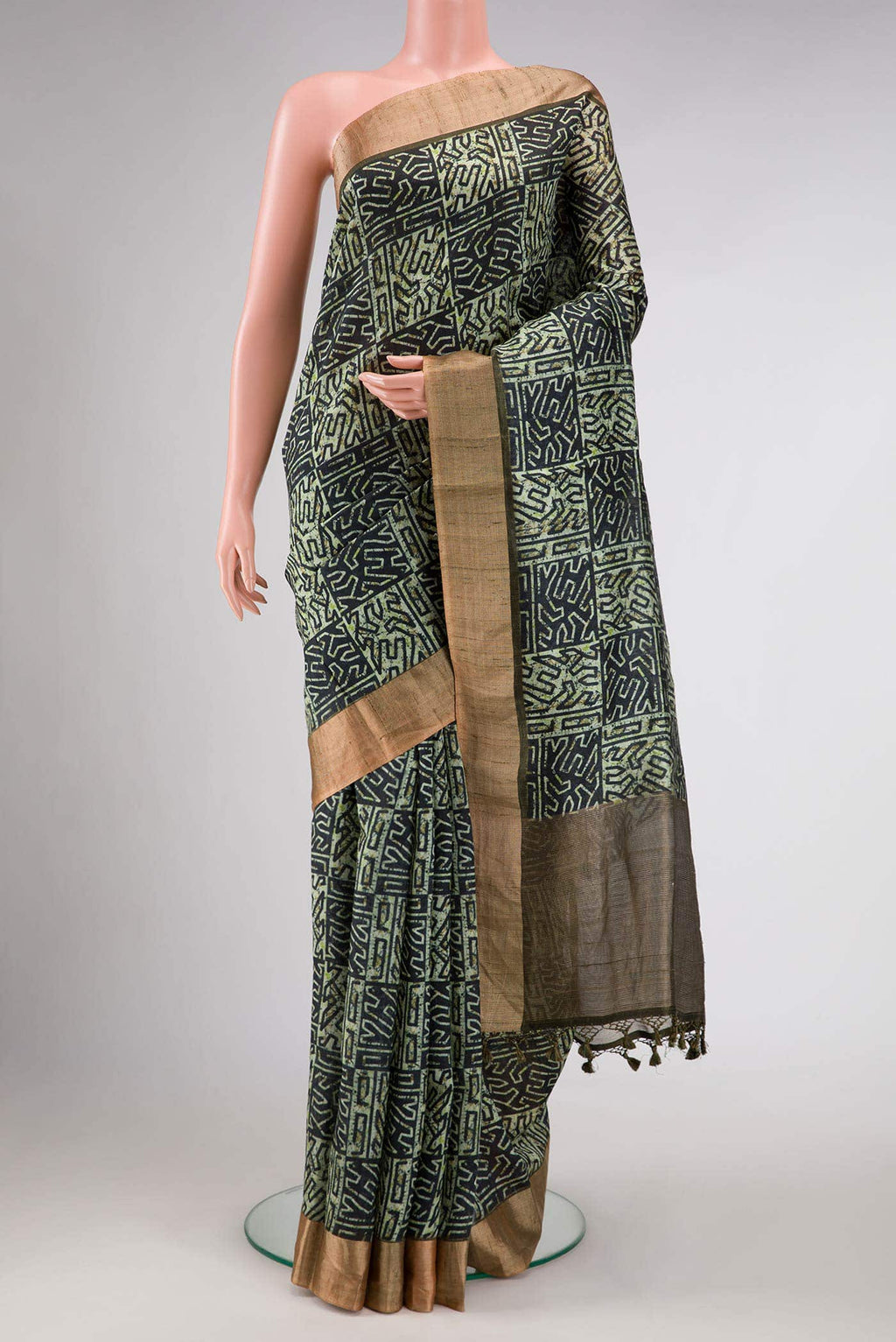Green Tussar Silk Saree